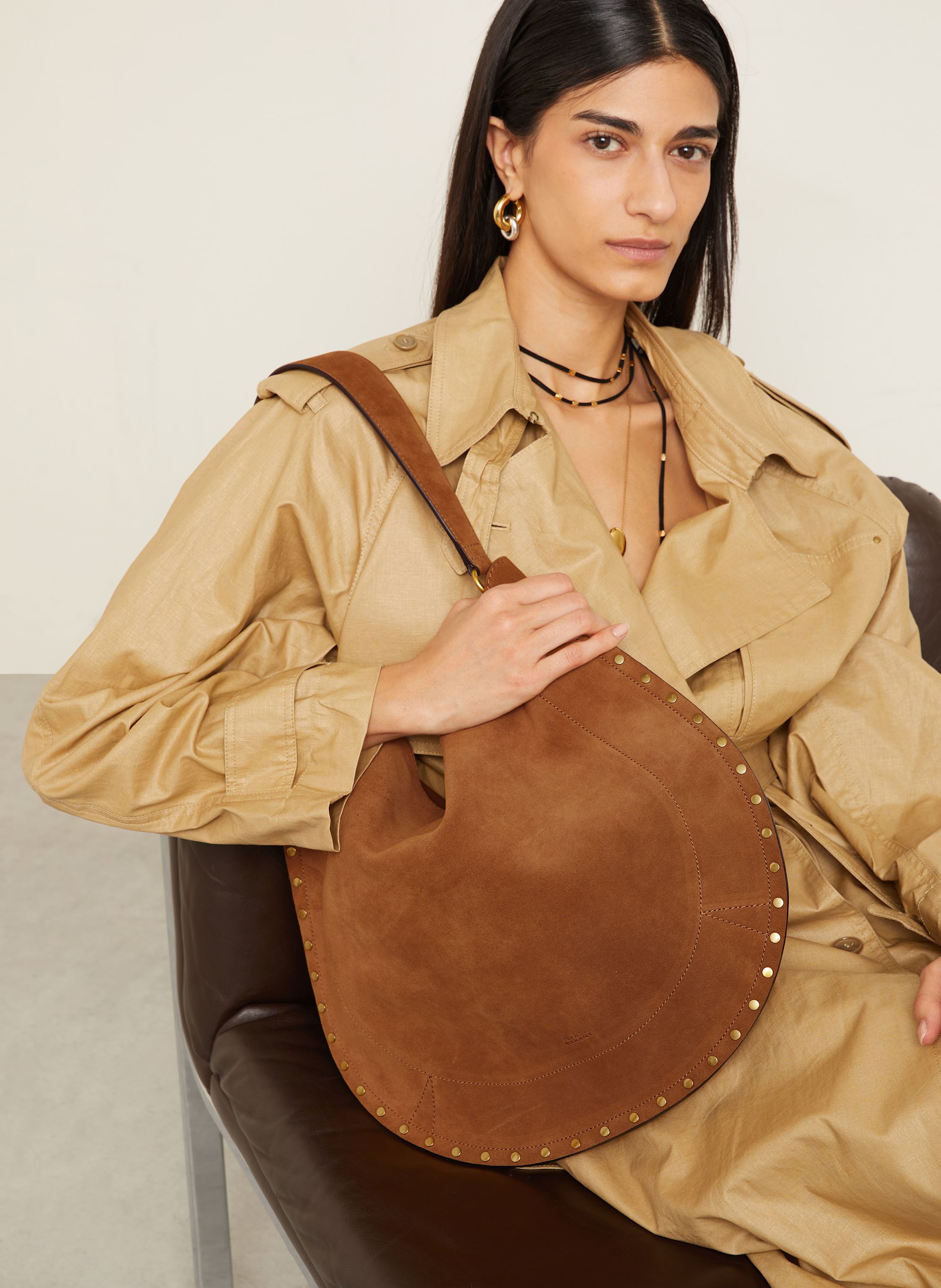 Thumbnail - Isabel Marant Shopper Oskan Mit Pouch Und Nieten braun