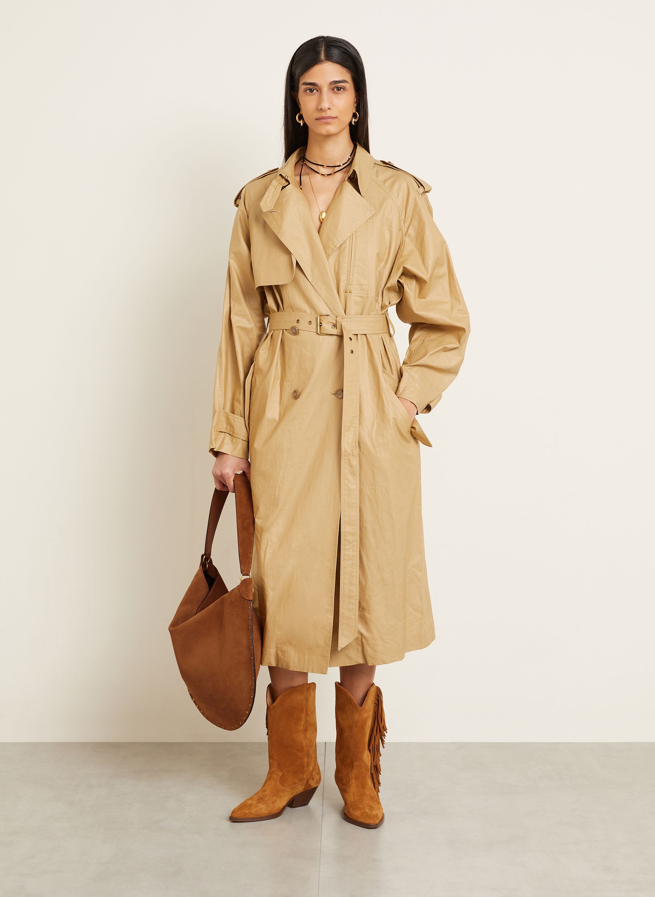 Thumbnail - Isabel Marant Shopper Oskan Mit Pouch Und Nieten braun