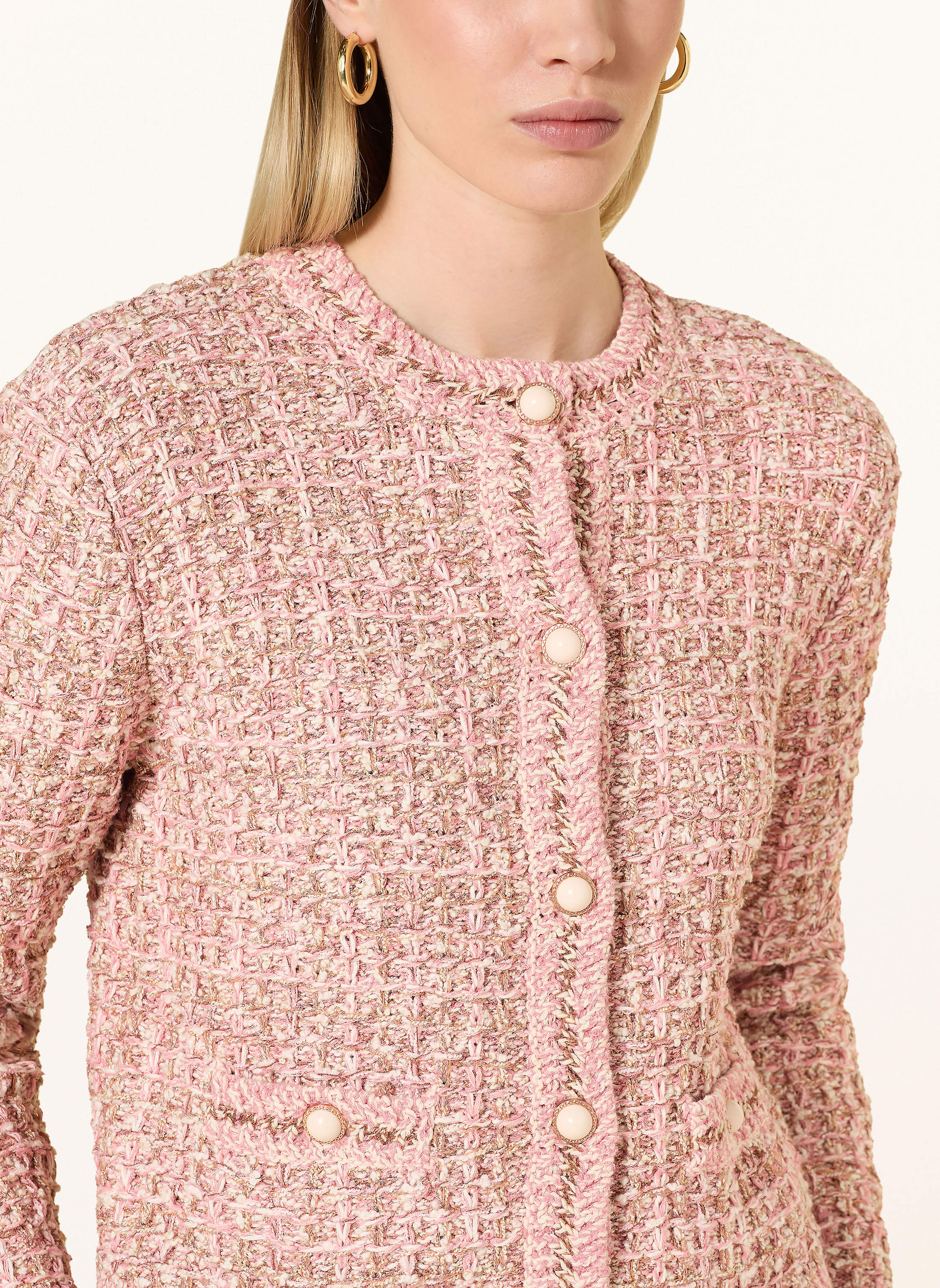 Thumbnail - Oui Kastenjacke Aus Tweed Mit Glitzergarn rosegold
