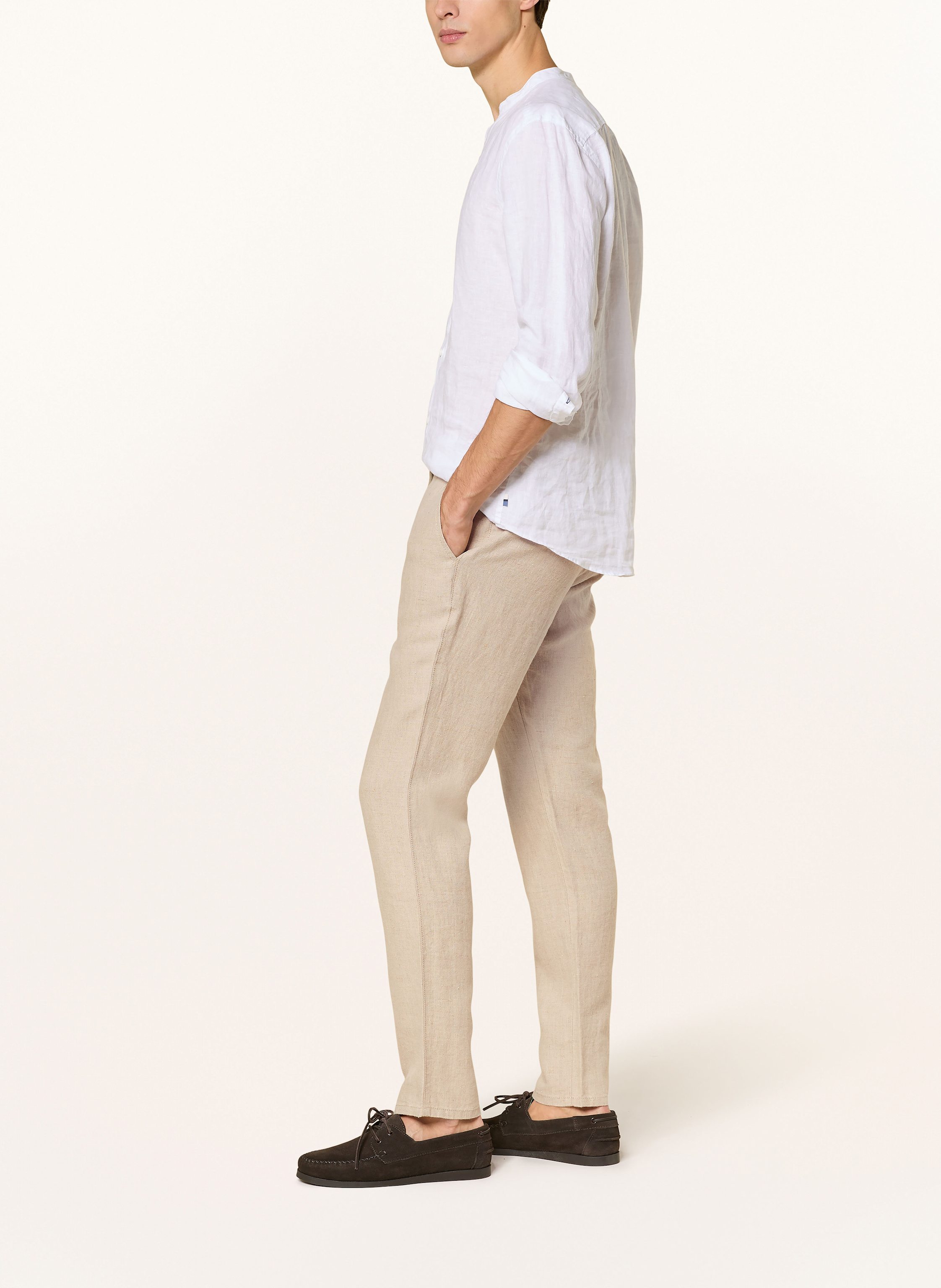 Thumbnail - Alberto Leinenhose House Im Jogging-Stil Tapered Fit weiss