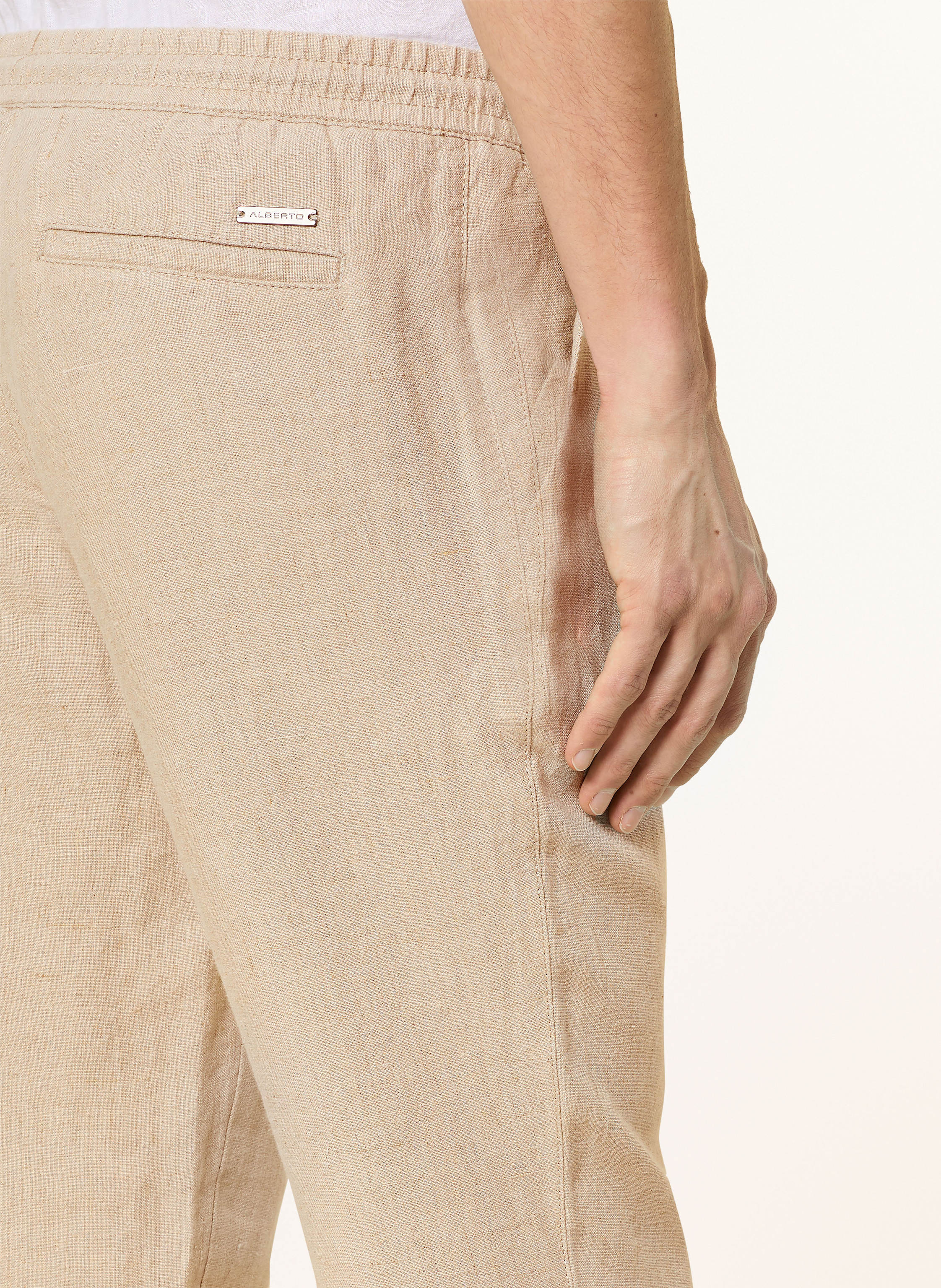 Thumbnail - Alberto Leinenhose House Im Jogging-Stil Tapered Fit weiss