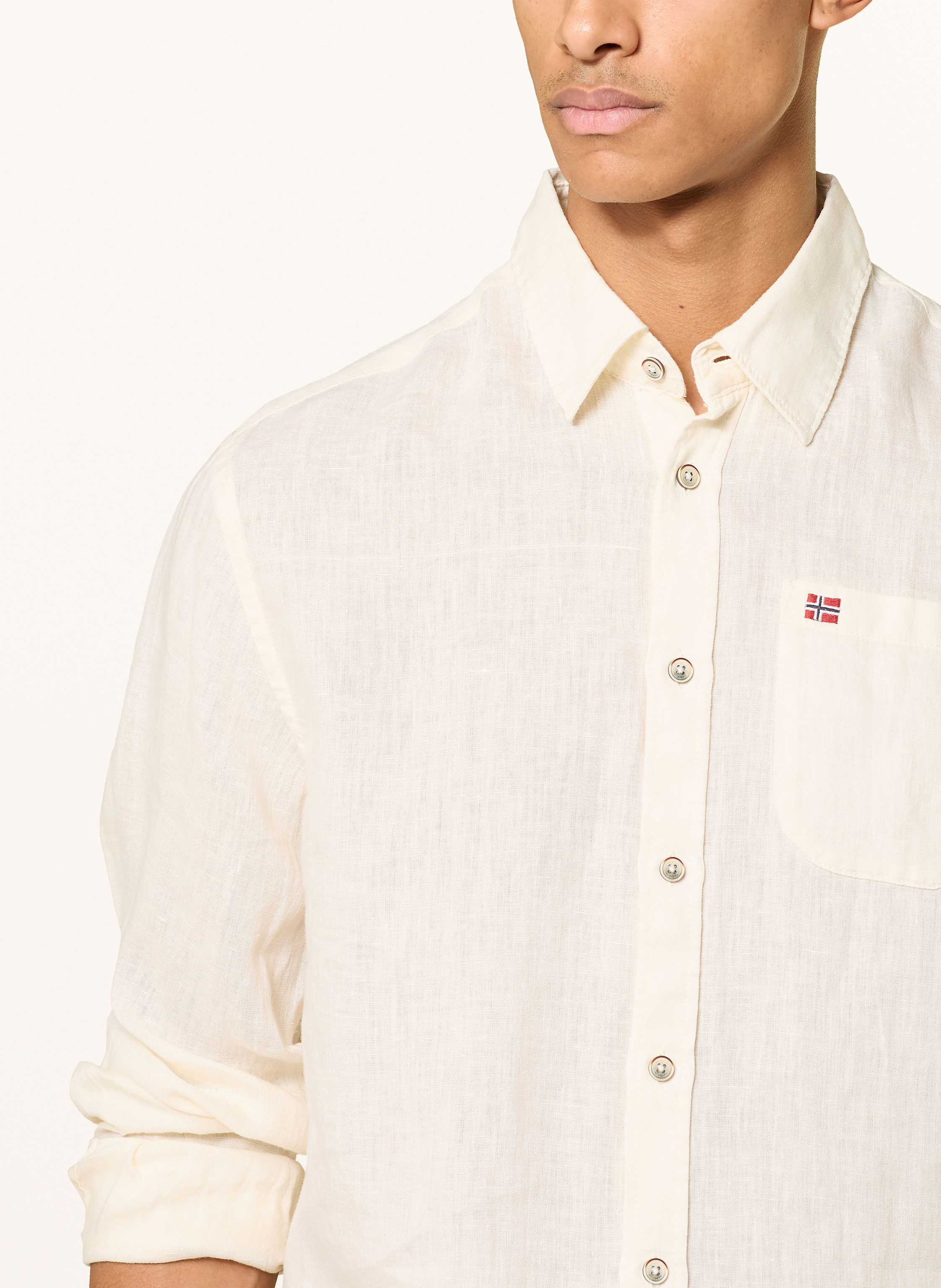 Thumbnail - Napapijri Leinenhemd G-Linen Ls Regular Fit weiss