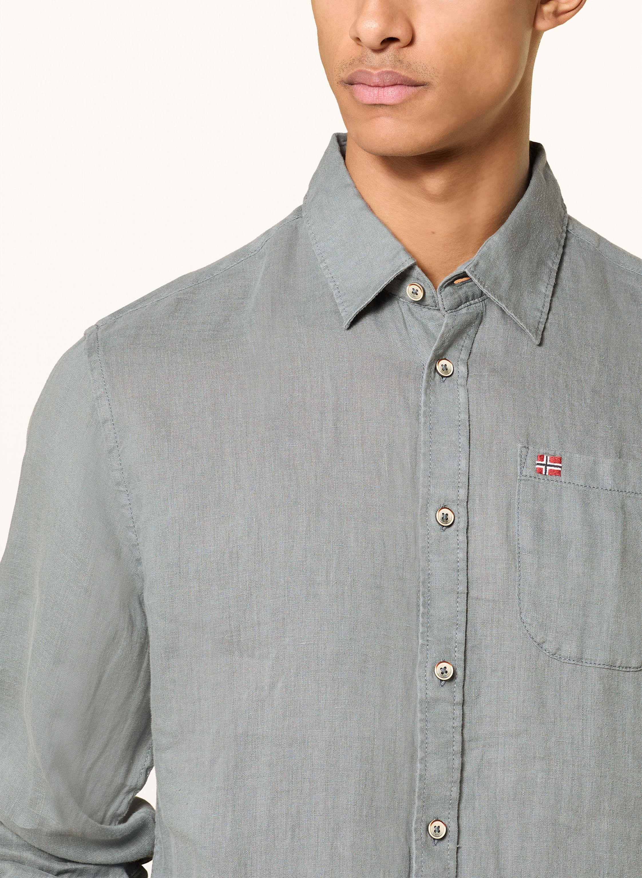 Thumbnail - Napapijri Leinenhemd G-Linen Ls Regular Fit gruen