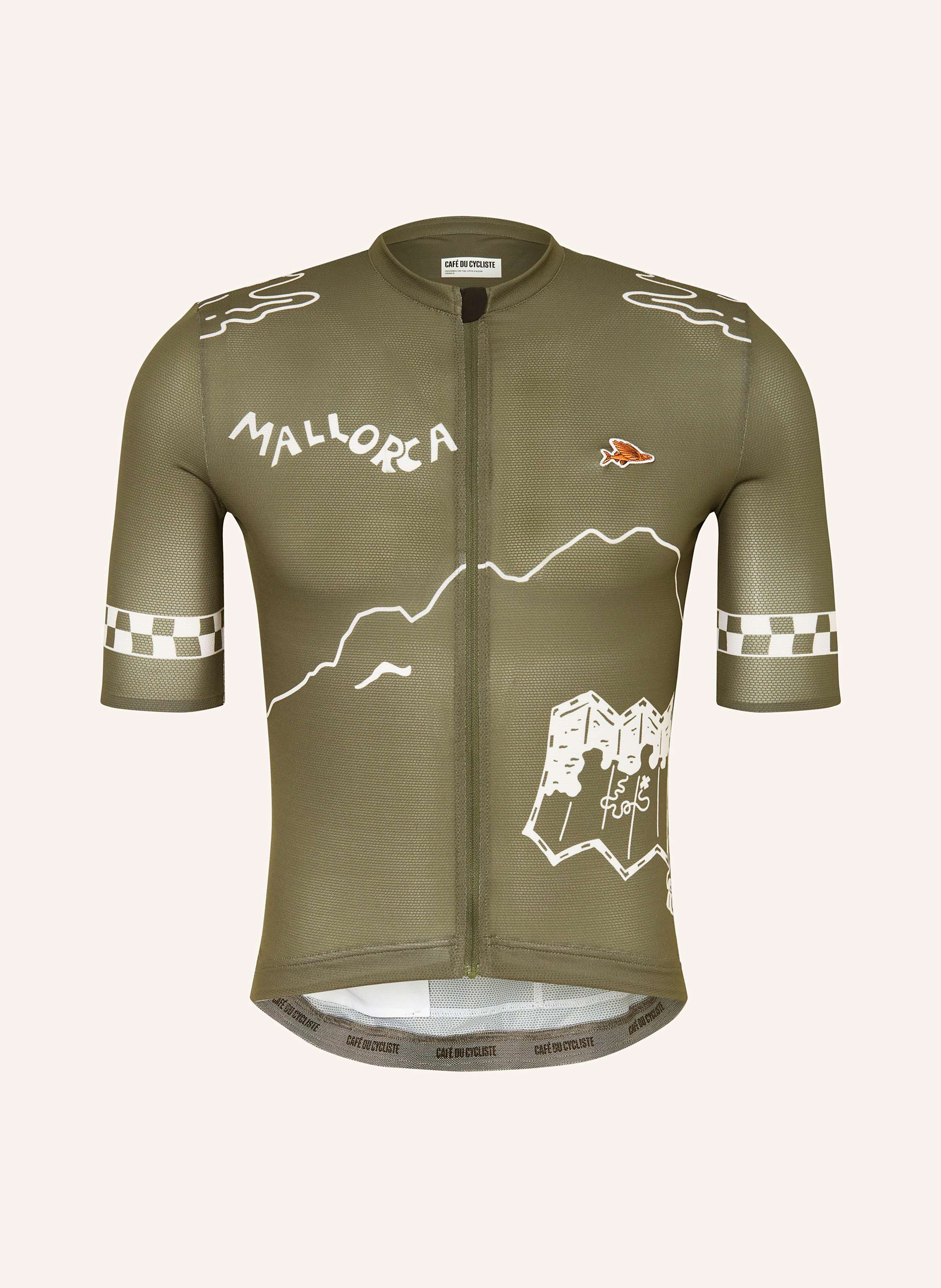 CAFÉ DU CYCLISTE Cycling jersey SA CALOBRA in khaki / ecru