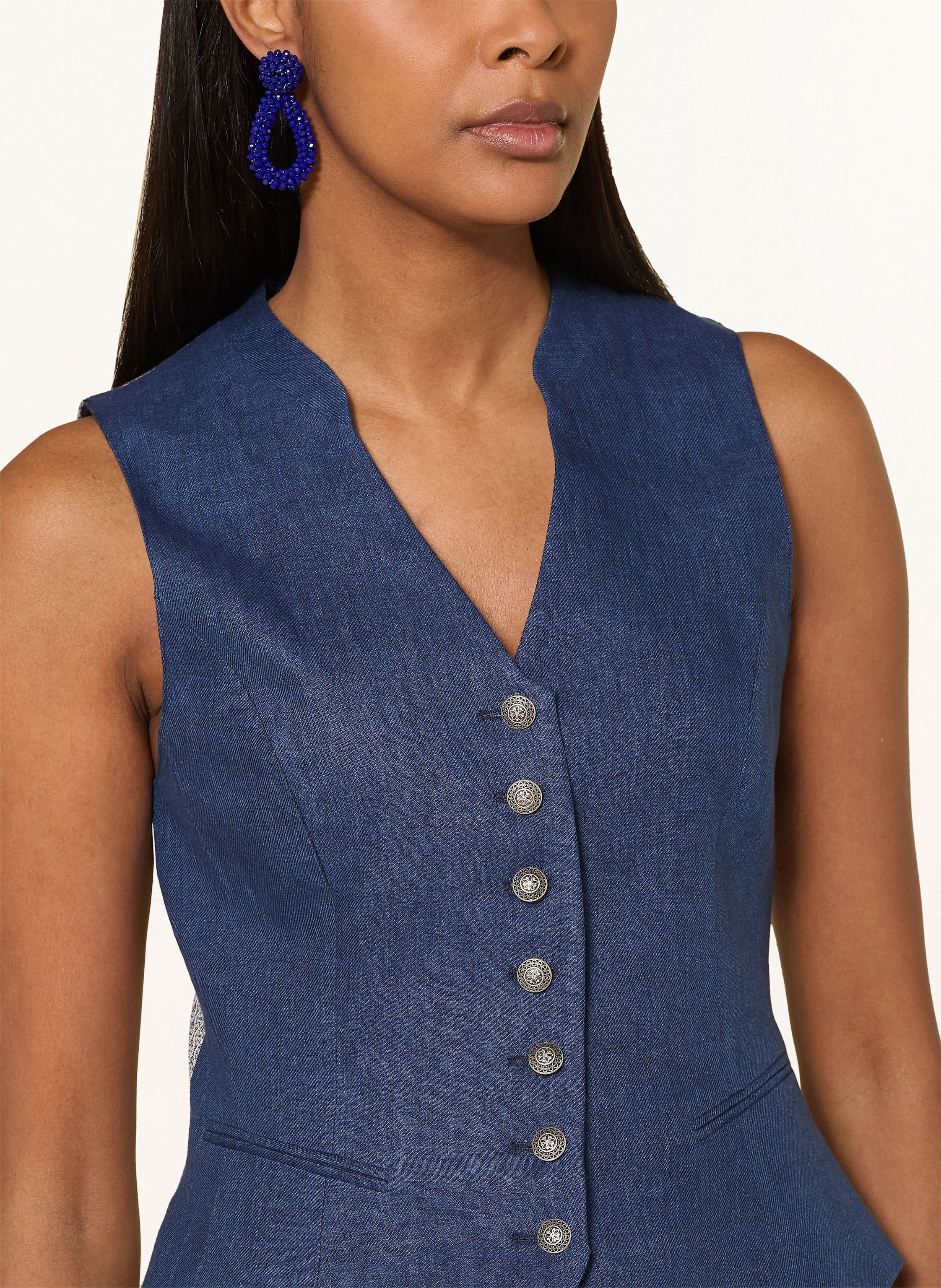 Thumbnail - Grasegger Trachtenweste Veronika Aus Leinen blau