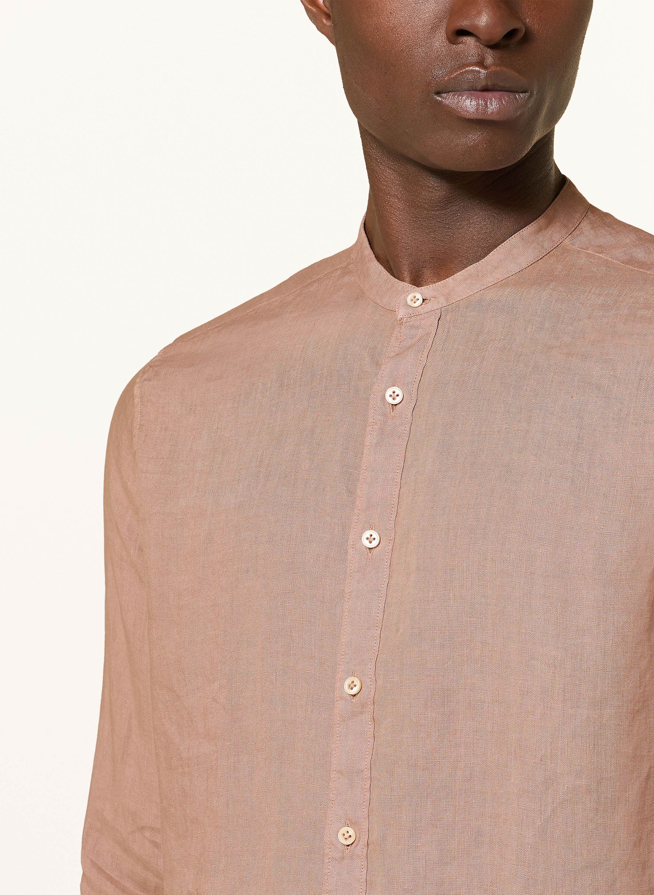 Thumbnail - Tintoria Mattei Leinenhemd Slim Fit Mit Stehkragen rosa