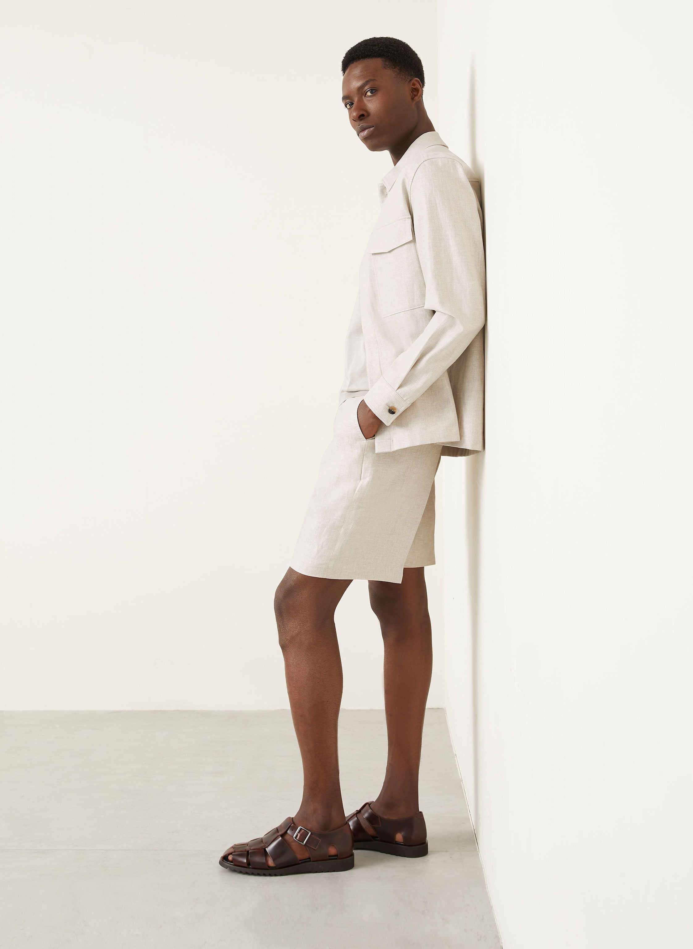 Thumbnail - Agnona Leinenshorts beige