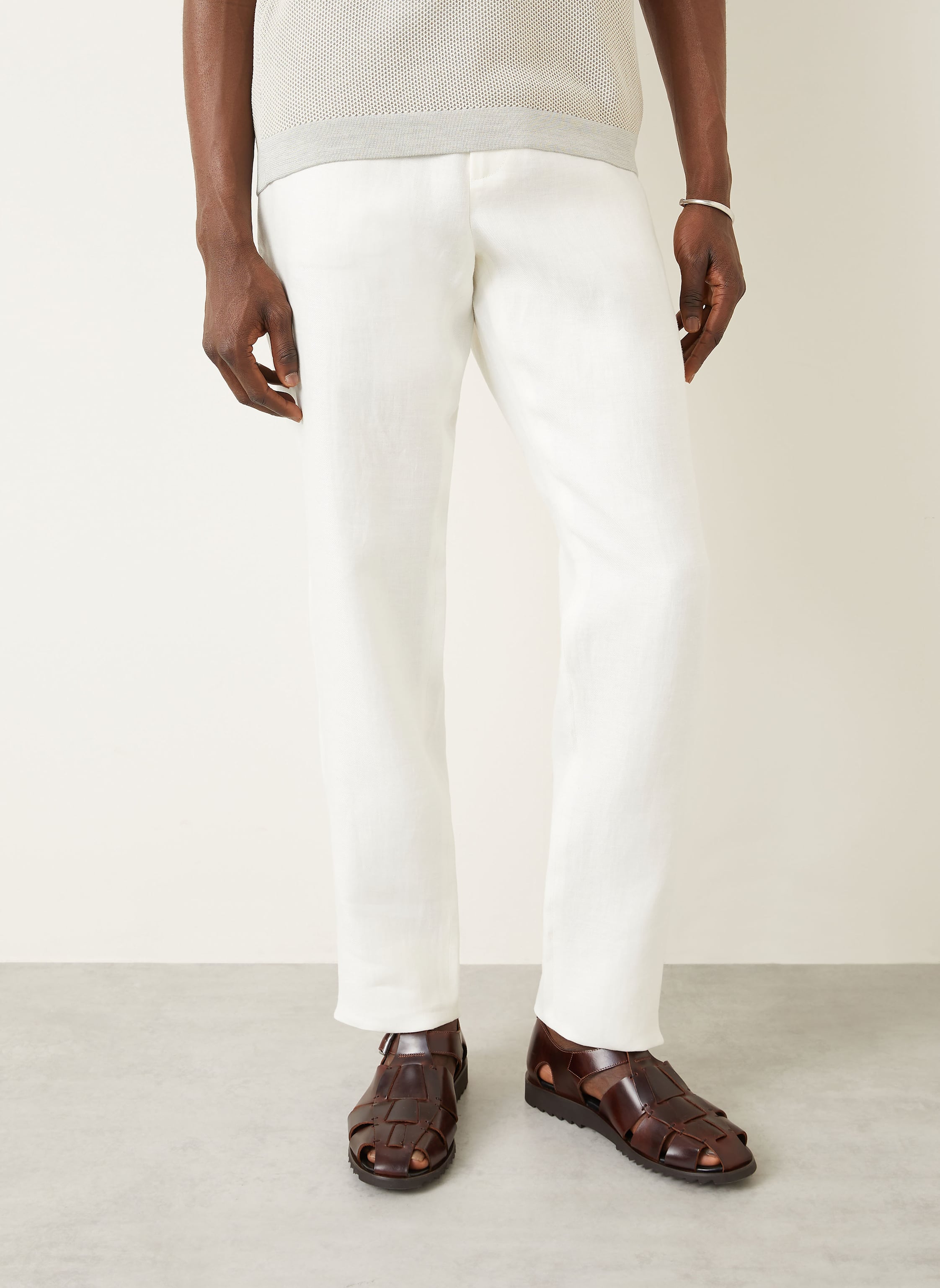 Thumbnail - Agnona Leinenhose Regular Fit weiss