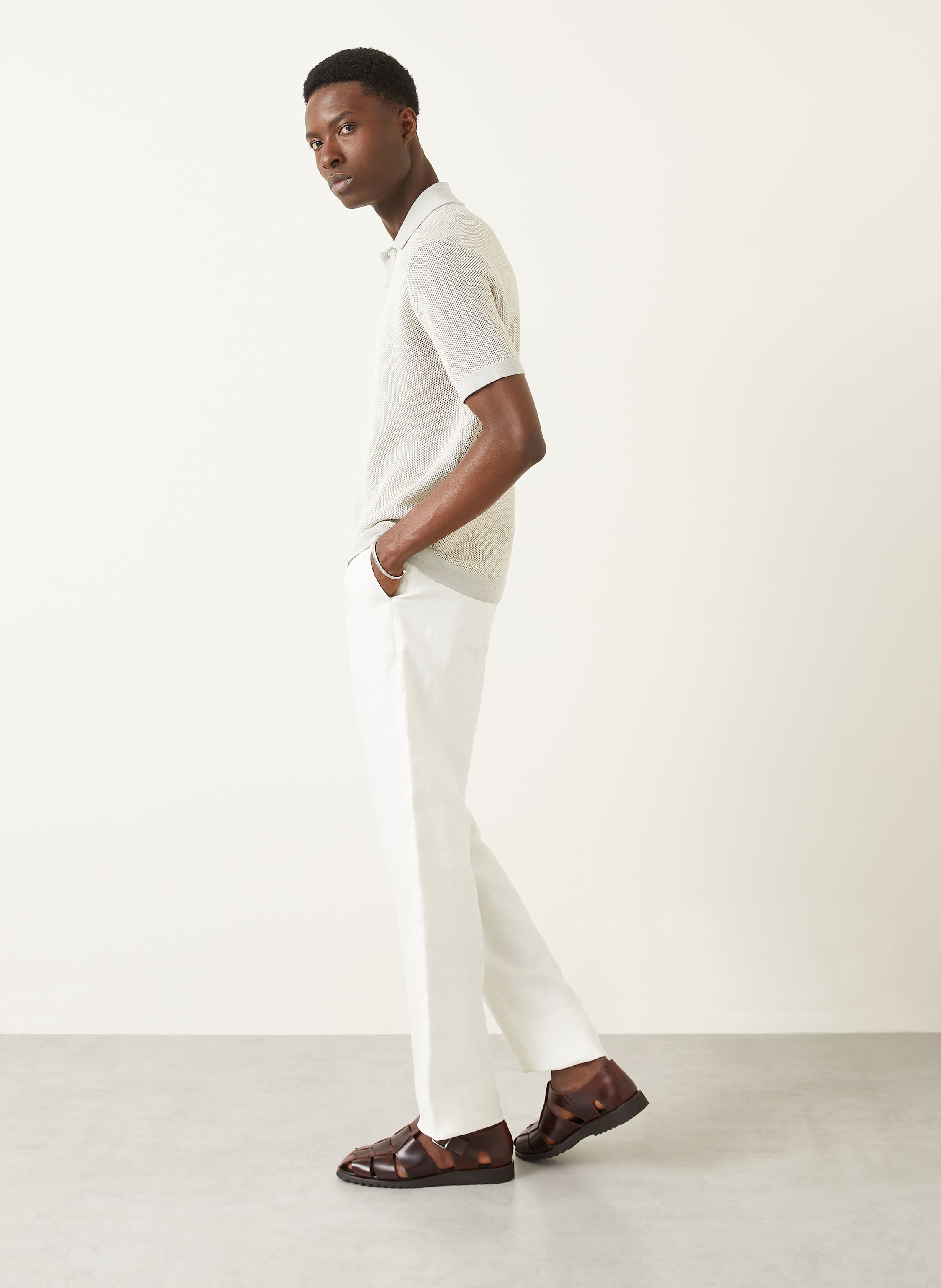 Thumbnail - Agnona Leinenhose Regular Fit weiss