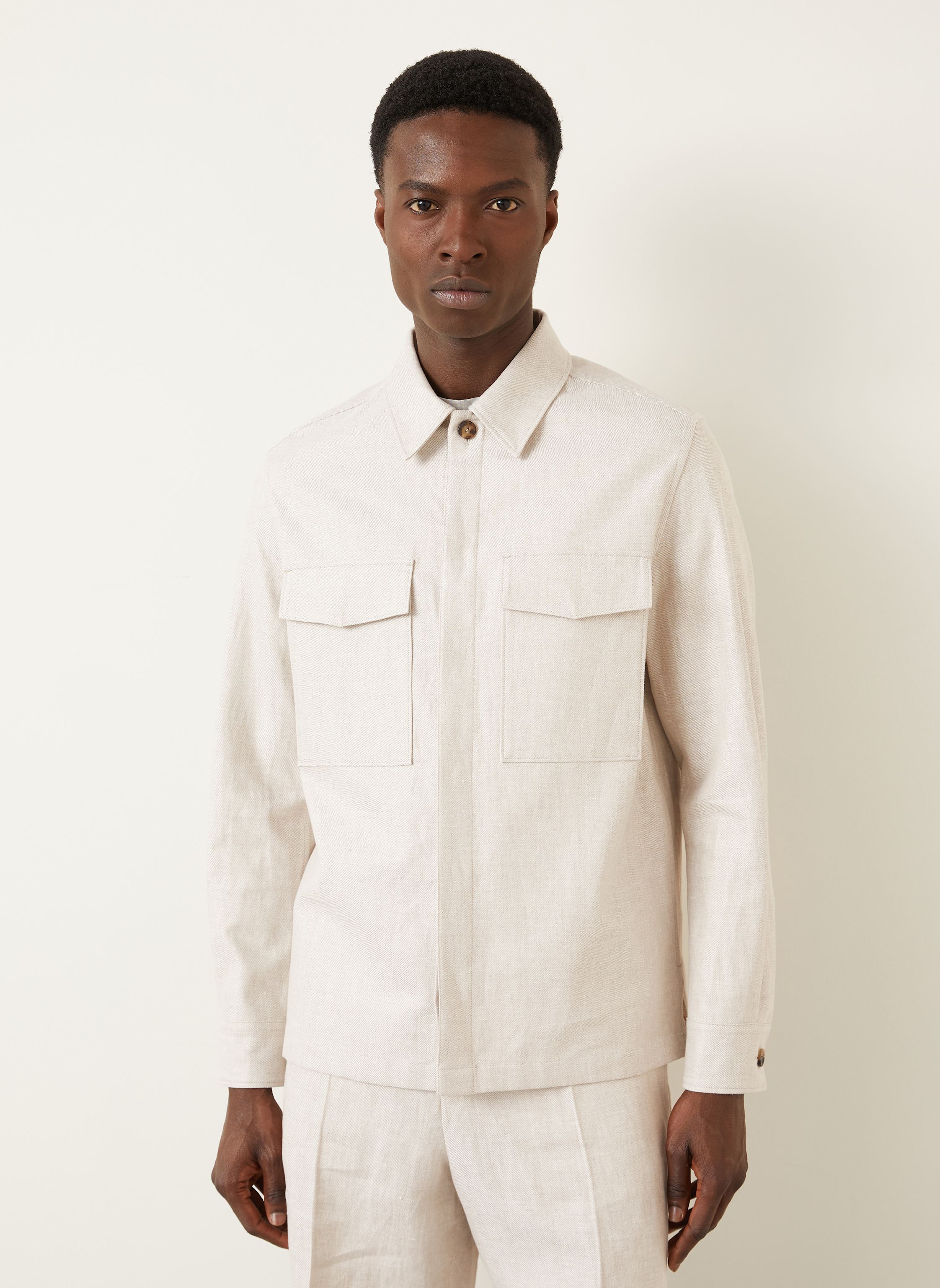 Thumbnail - Agnona Leinen-Overshirt beige