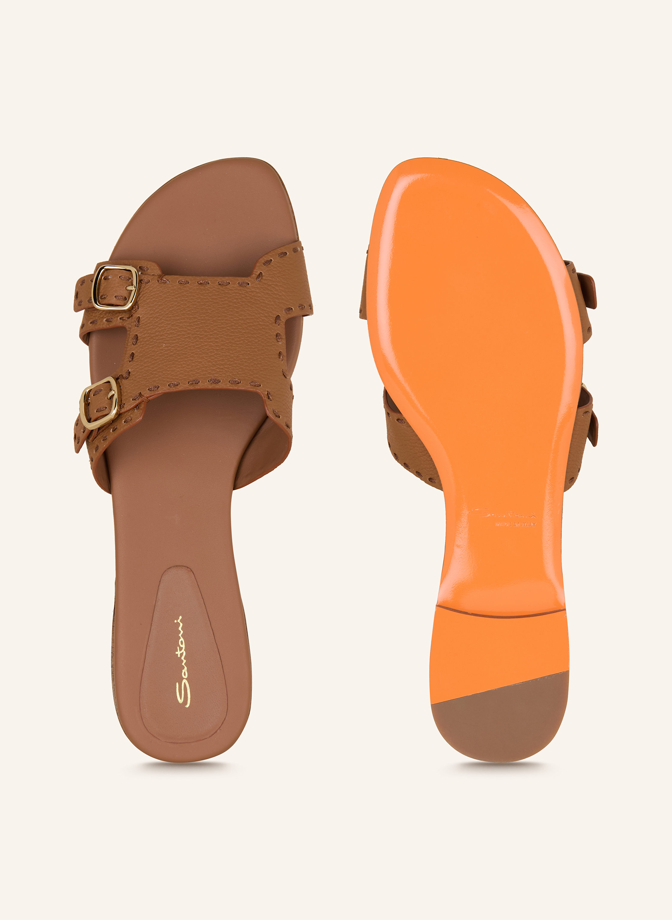 Thumbnail - Santoni Pantoletten braun