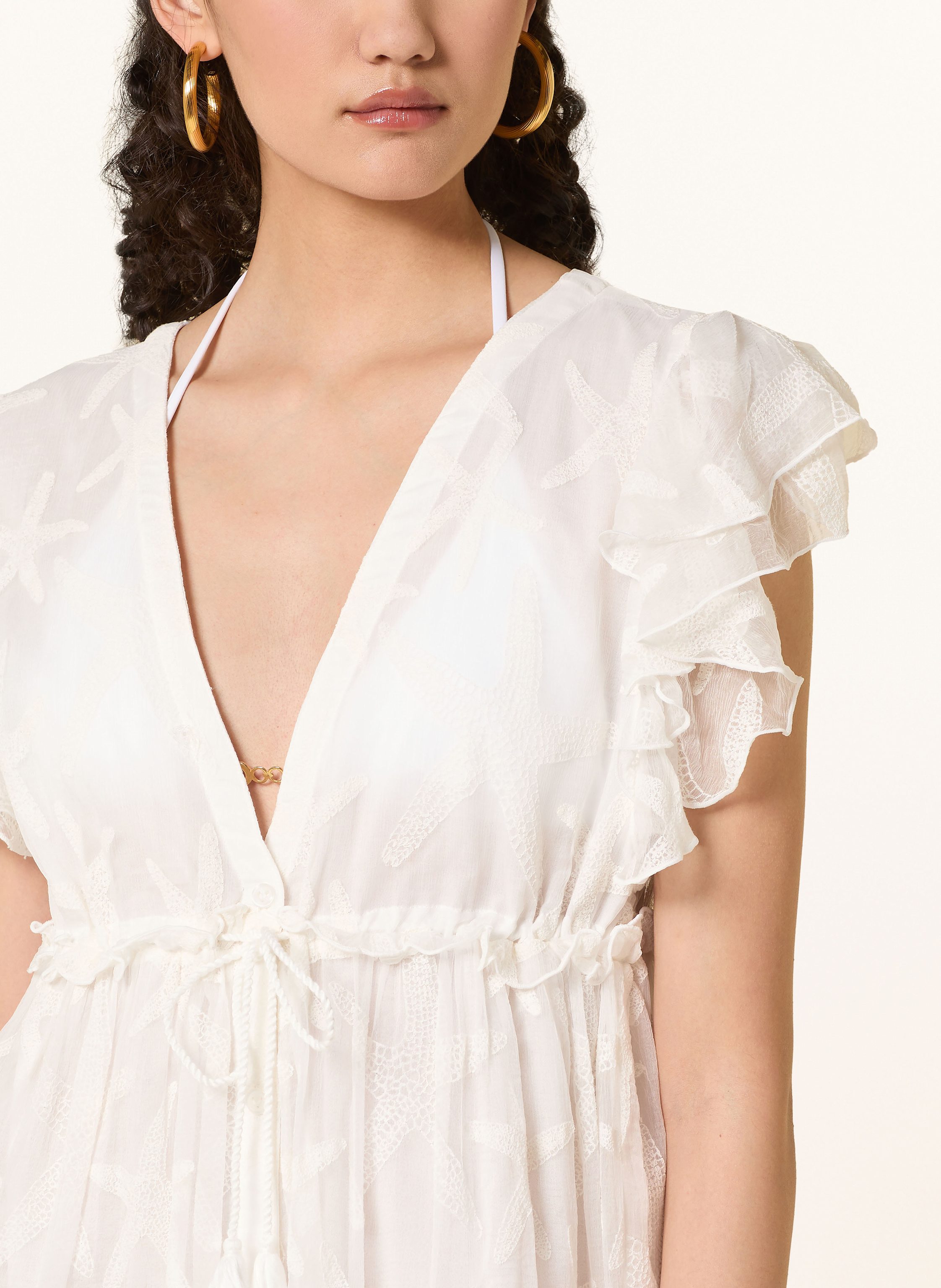 Thumbnail - Vilebrequin Strandkleid Biliti Aus Seide Mit Rüschen weiss