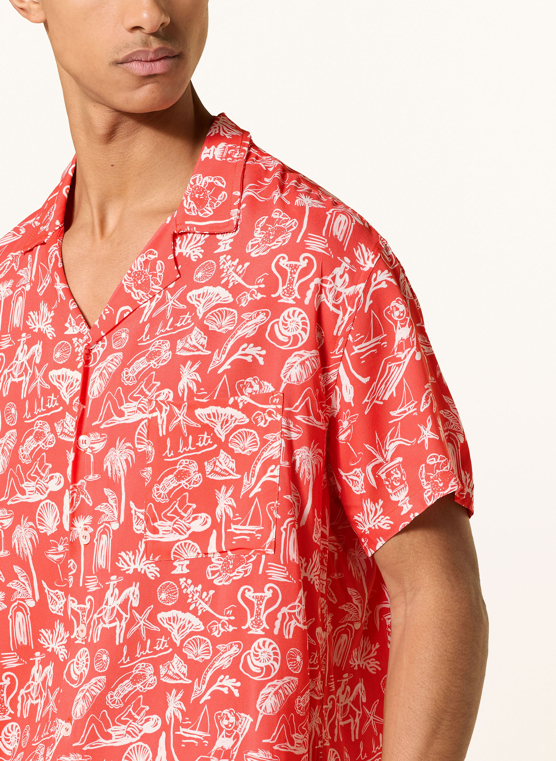 Thumbnail - Arrels Barcelona Resorthemd Red Le Bel Ete × Edith Carron Comfort Fit rot