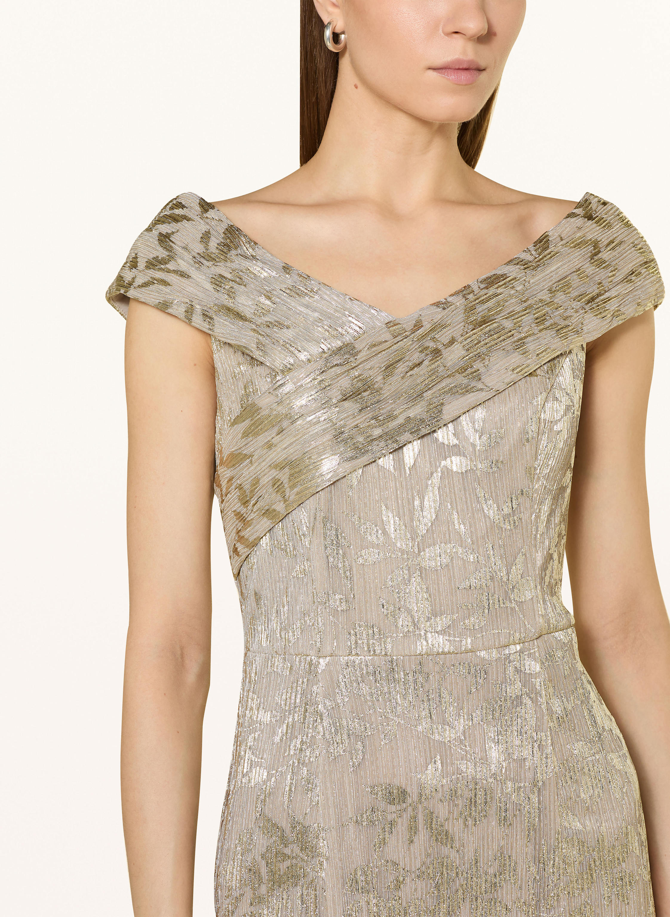 Thumbnail - Adrianna Papell One-Shoulder-Kleid Mit Plissees Und Glitzergarn gold