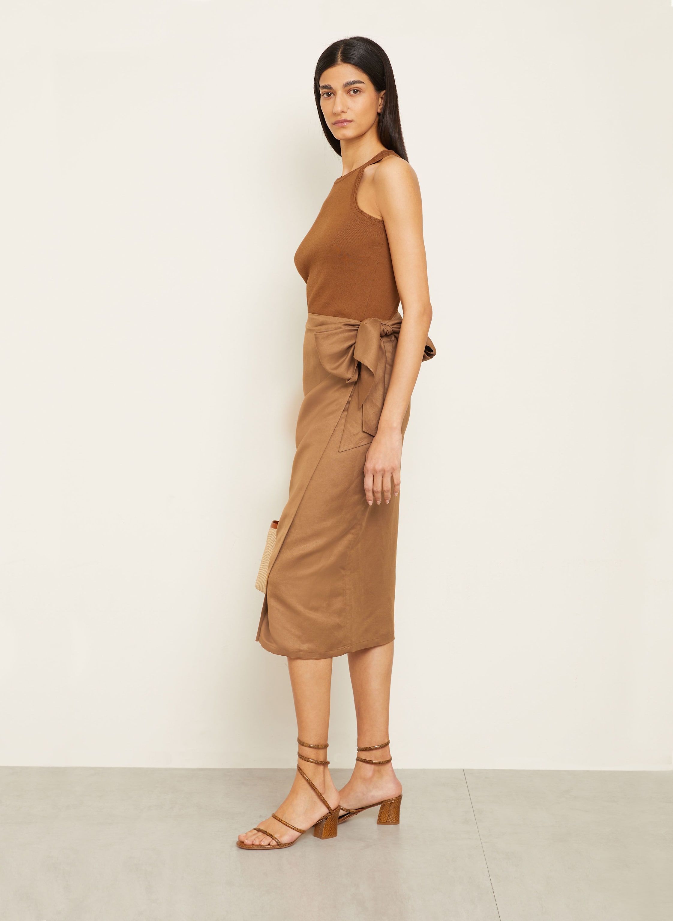 Thumbnail - Max Mara Wickelrock Tequila Mit Seide Und Leinen braun