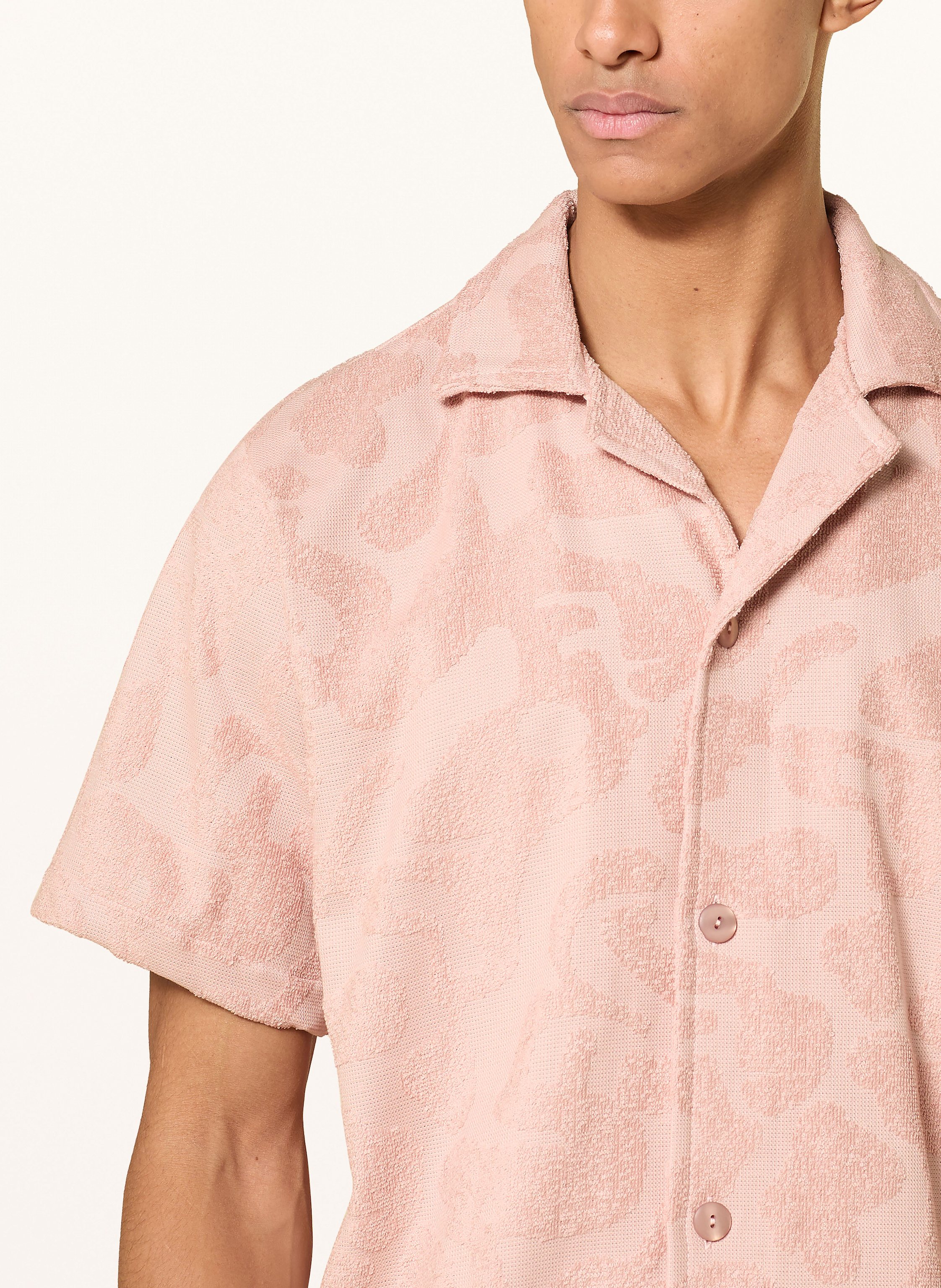 Thumbnail - Oas Resorthemd Blush Puzzlotec Comfort Fit Aus Frottee rosa