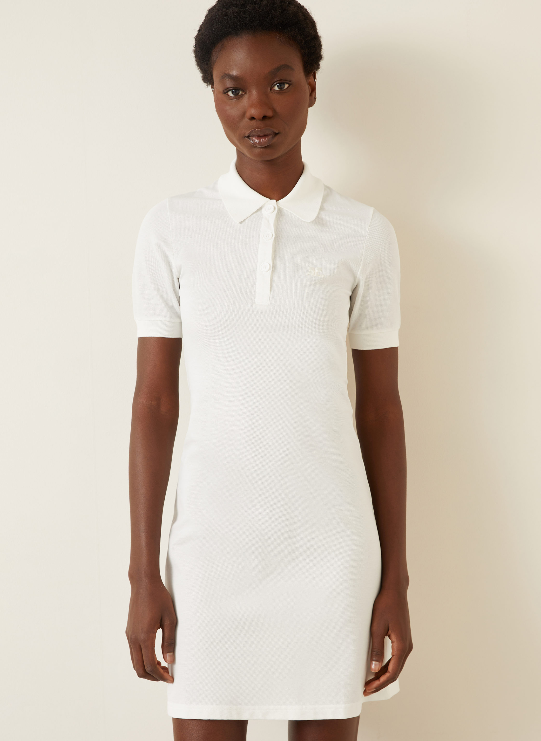 Thumbnail - Courrèges Piqué-Polokleid weiss