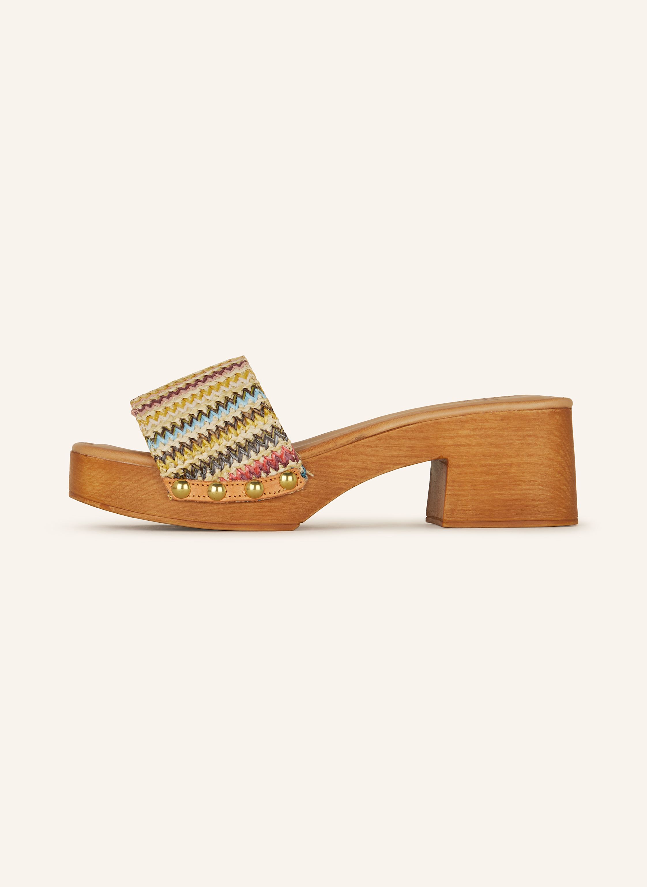 Thumbnail - È Mia Plateau-Mules Mit Nieten beige