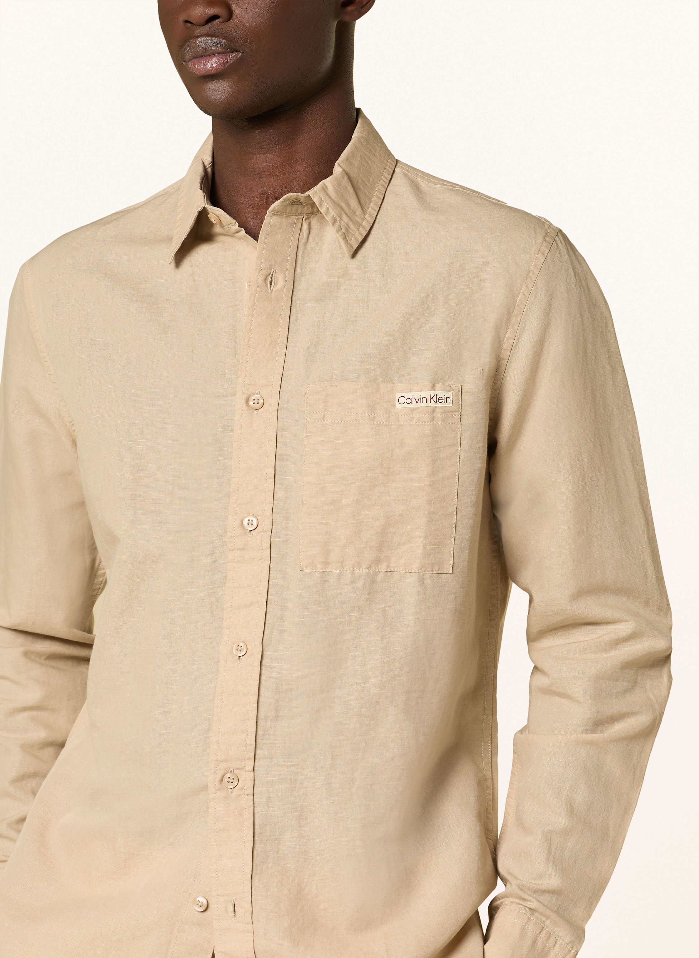 Thumbnail - Calvin Klein Jeans Hemd Regular Fit Mit Leinen beige