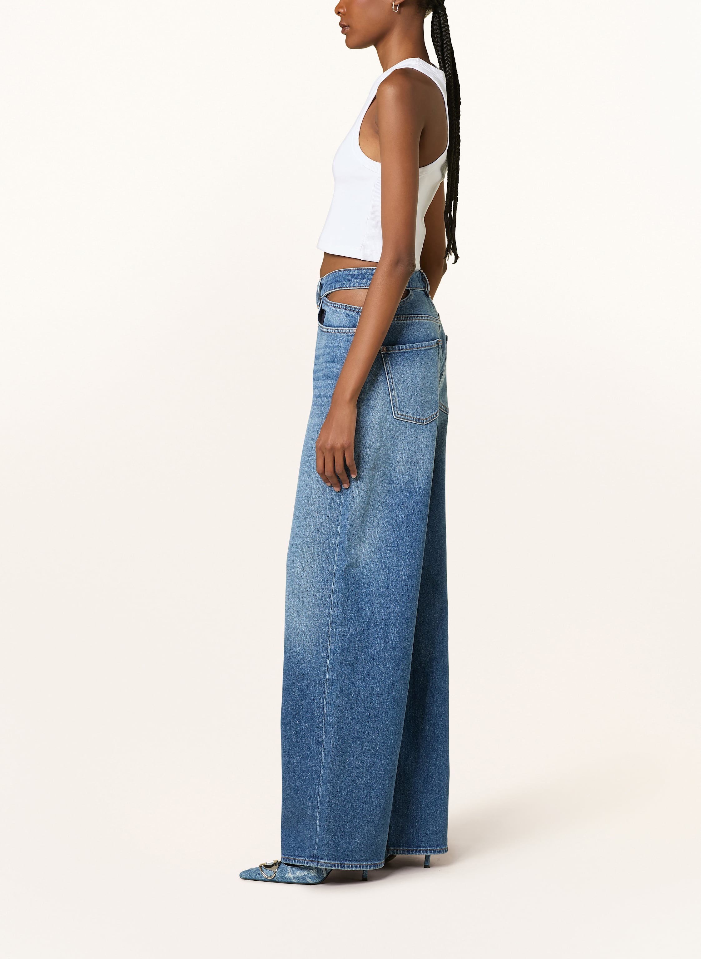 Thumbnail - 7 For All Mankind Wide Leg Jeans Scout Mit Cut-Outs blau