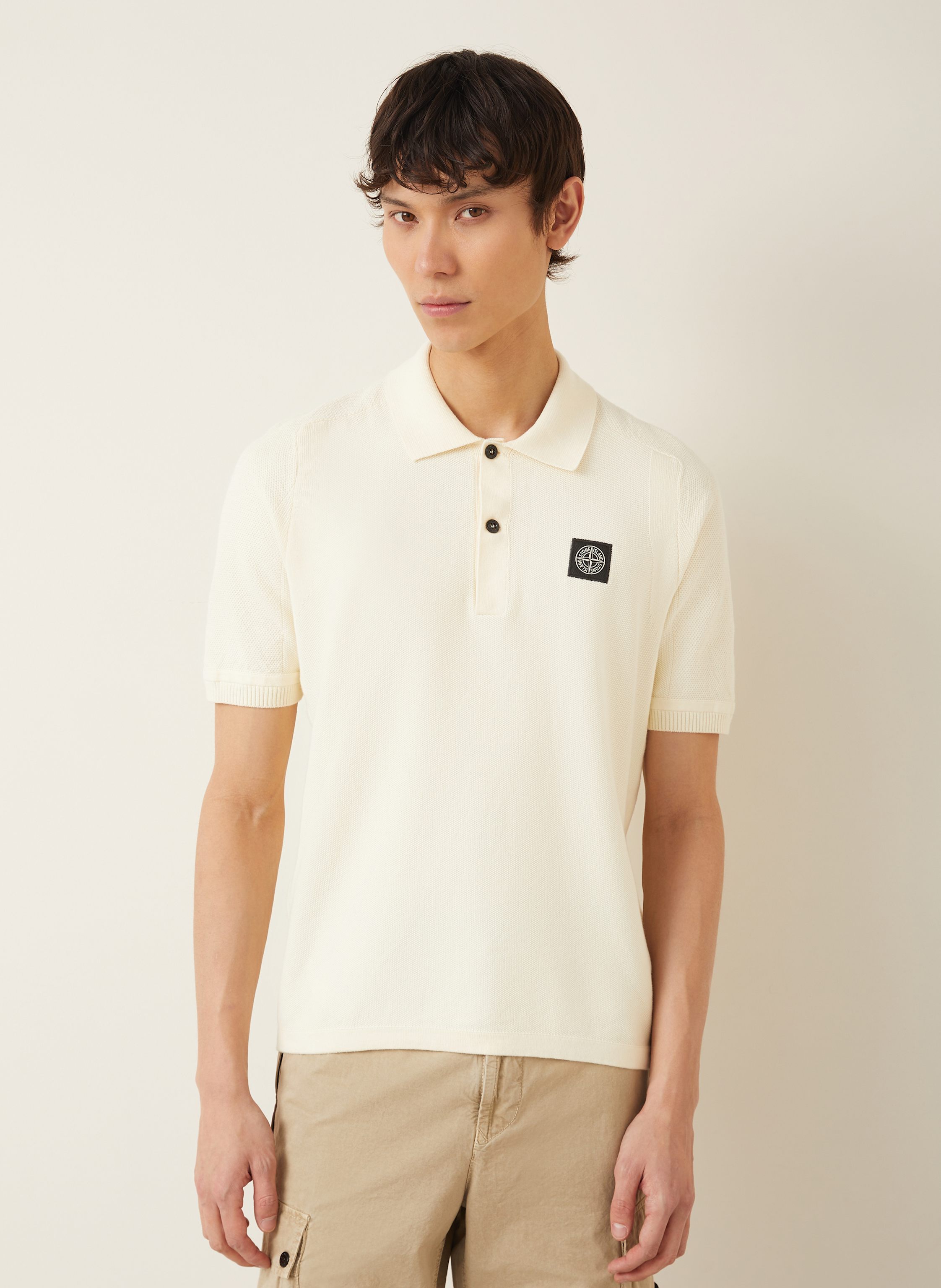 Thumbnail - Stone Island Strick-Poloshirt weiss