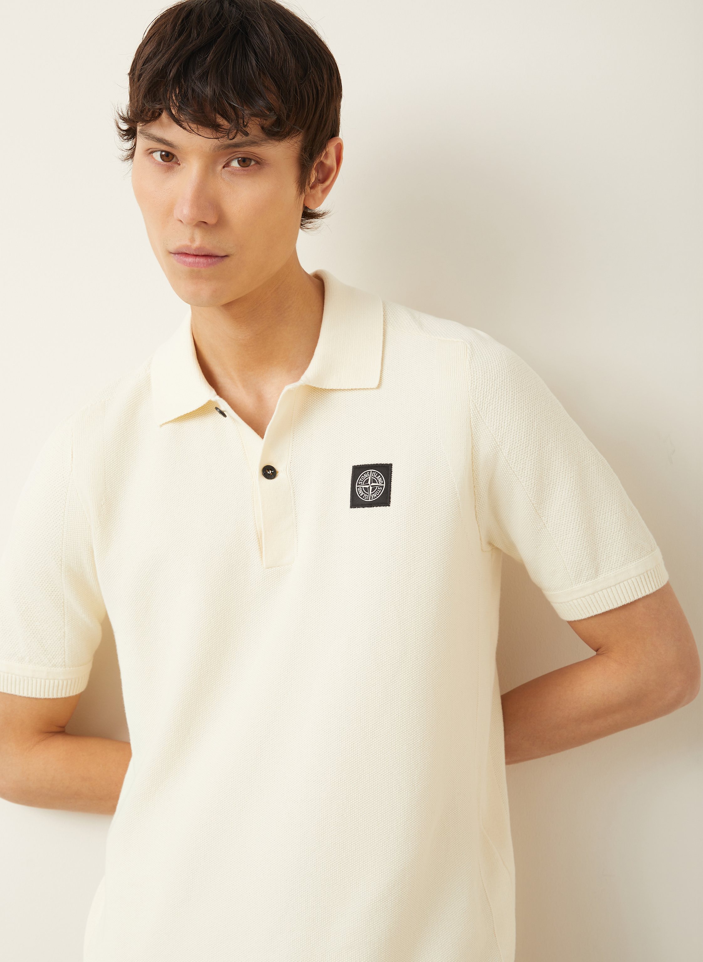 Thumbnail - Stone Island Strick-Poloshirt weiss