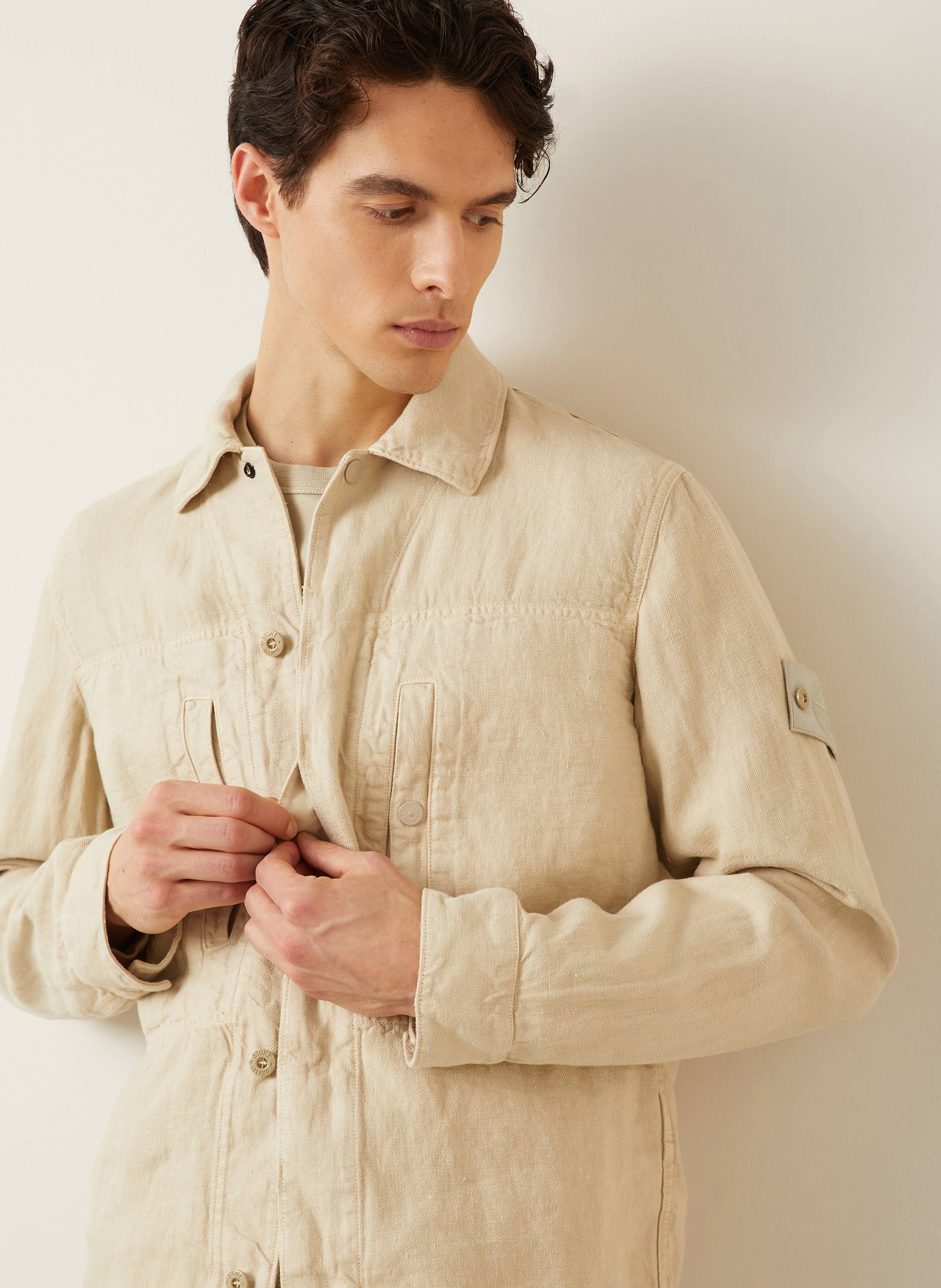 Thumbnail - Stone Island Leinenjacke Gost beige