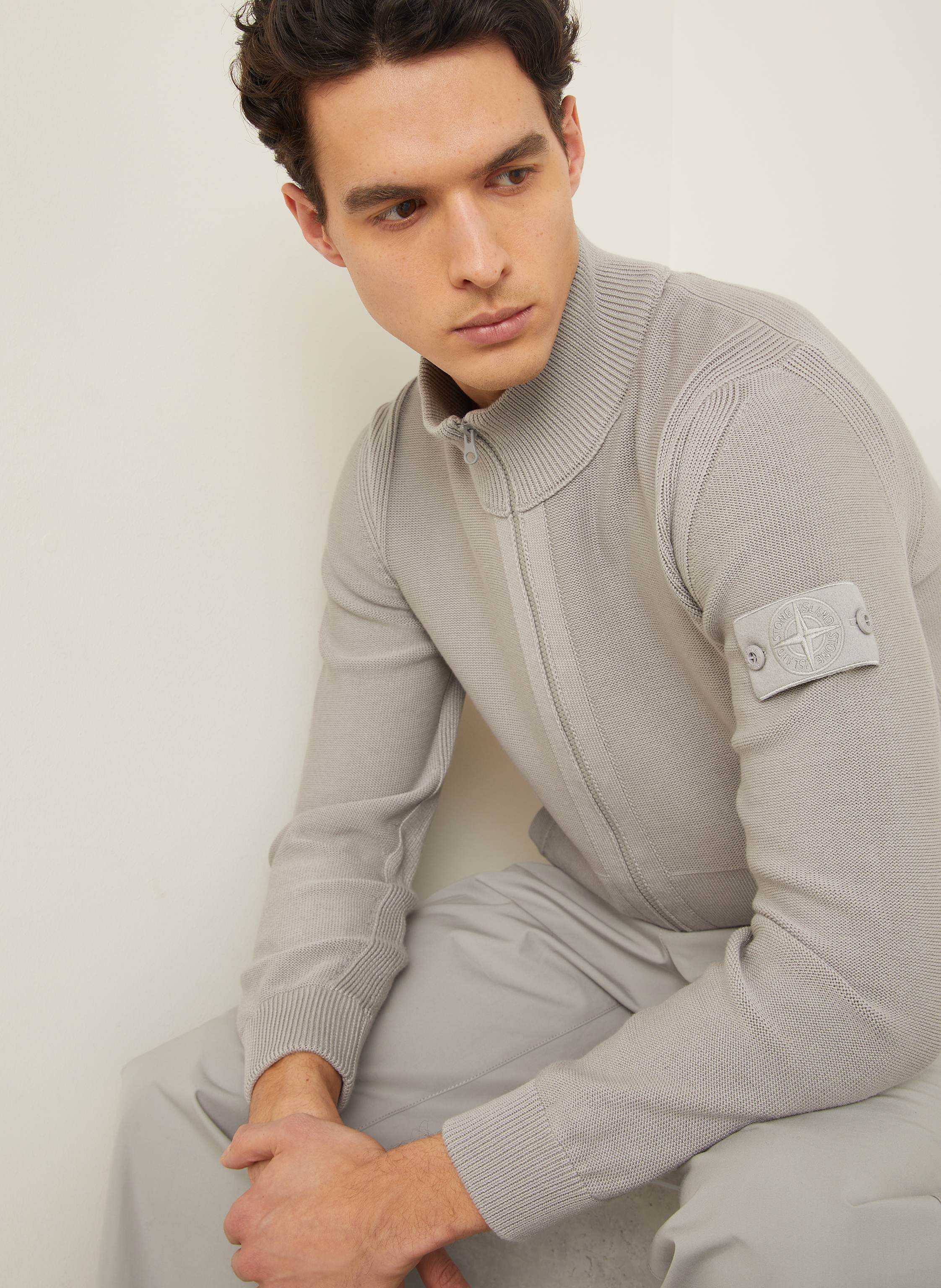 Thumbnail - Stone Island Strickjacke Ghost grau