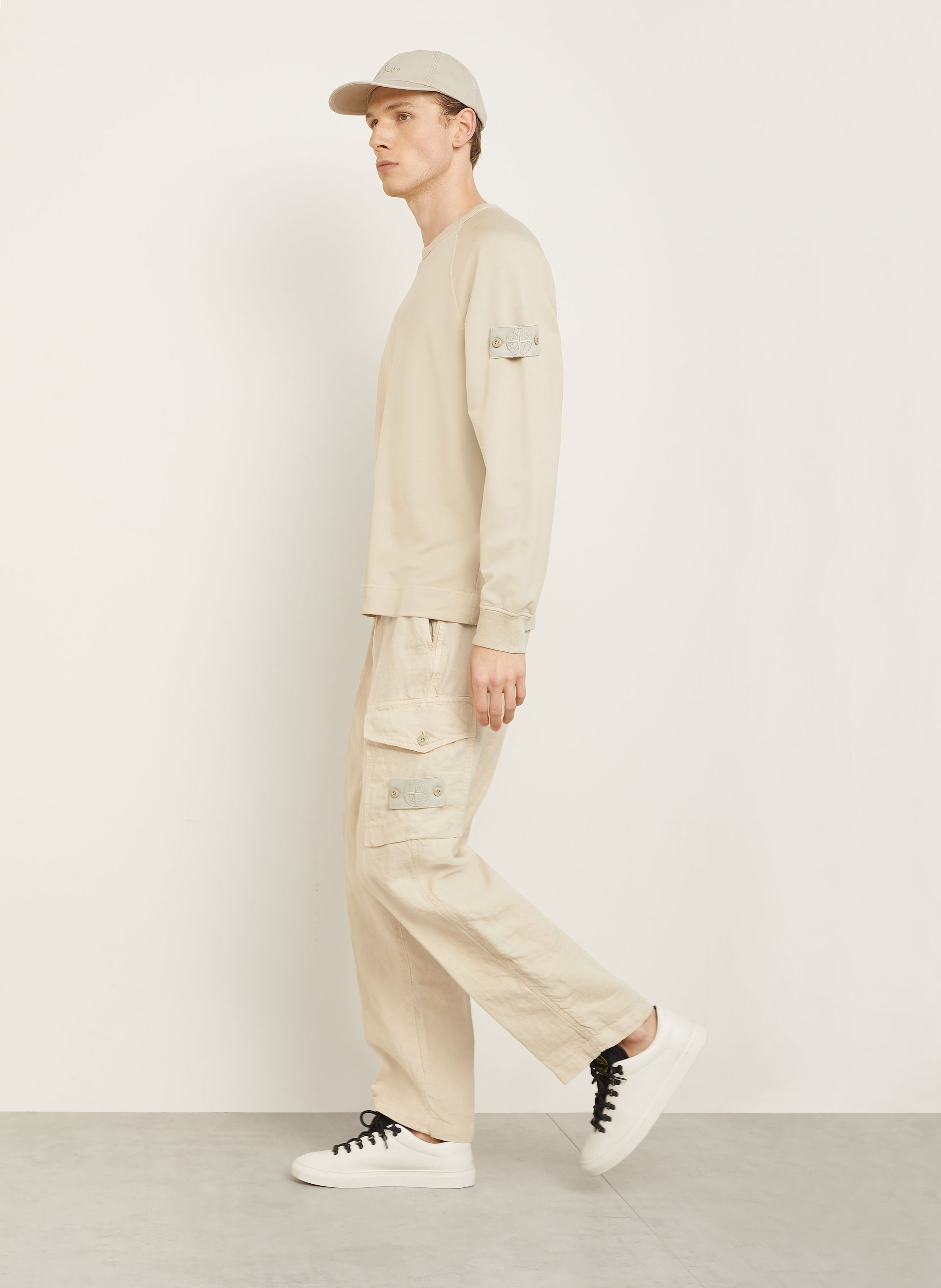 Thumbnail - Stone Island Cargohose Ghost Regular Fit Aus Leinen beige
