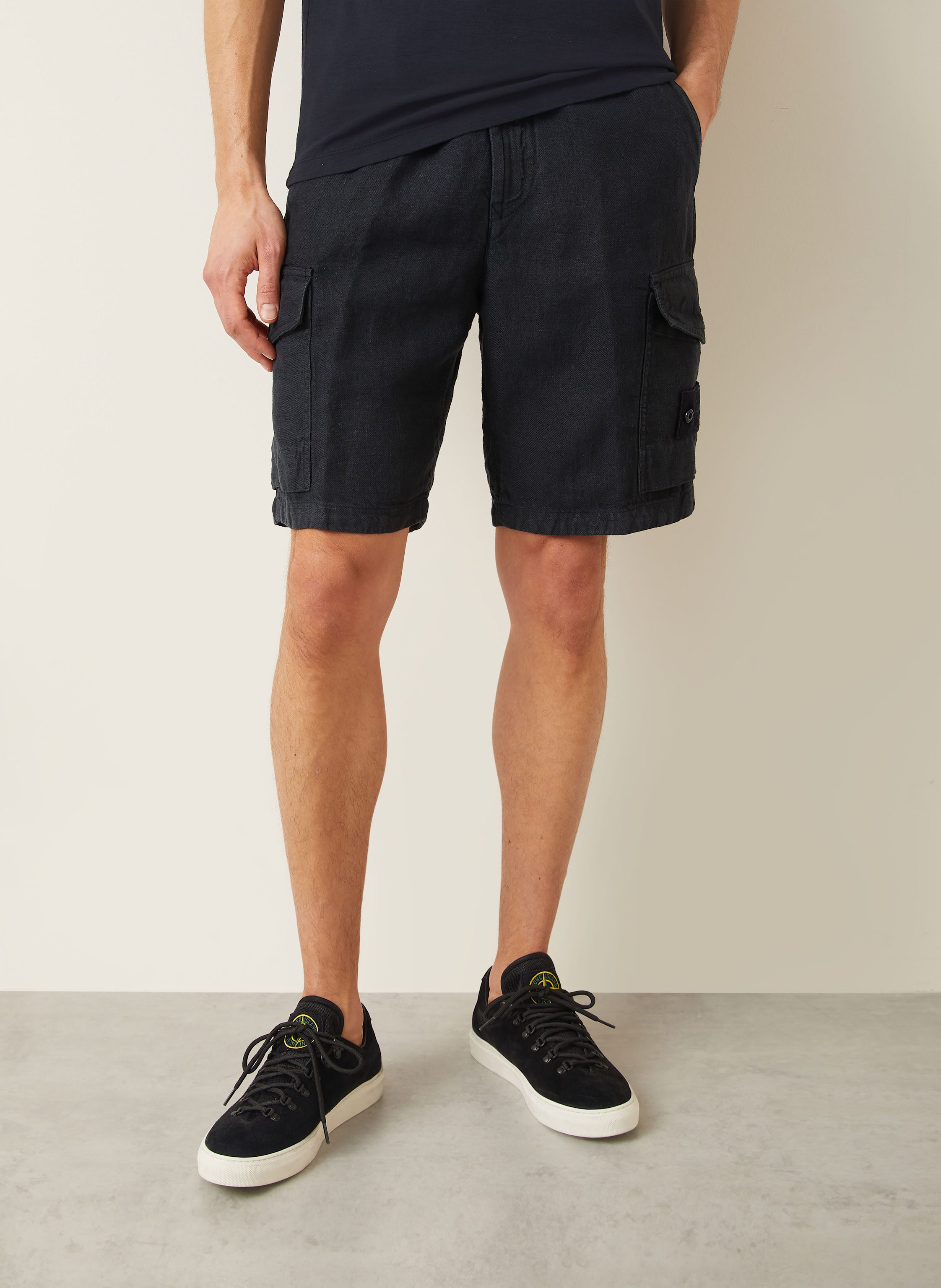 Thumbnail - Stone Island Leinenshorts Ghost blau