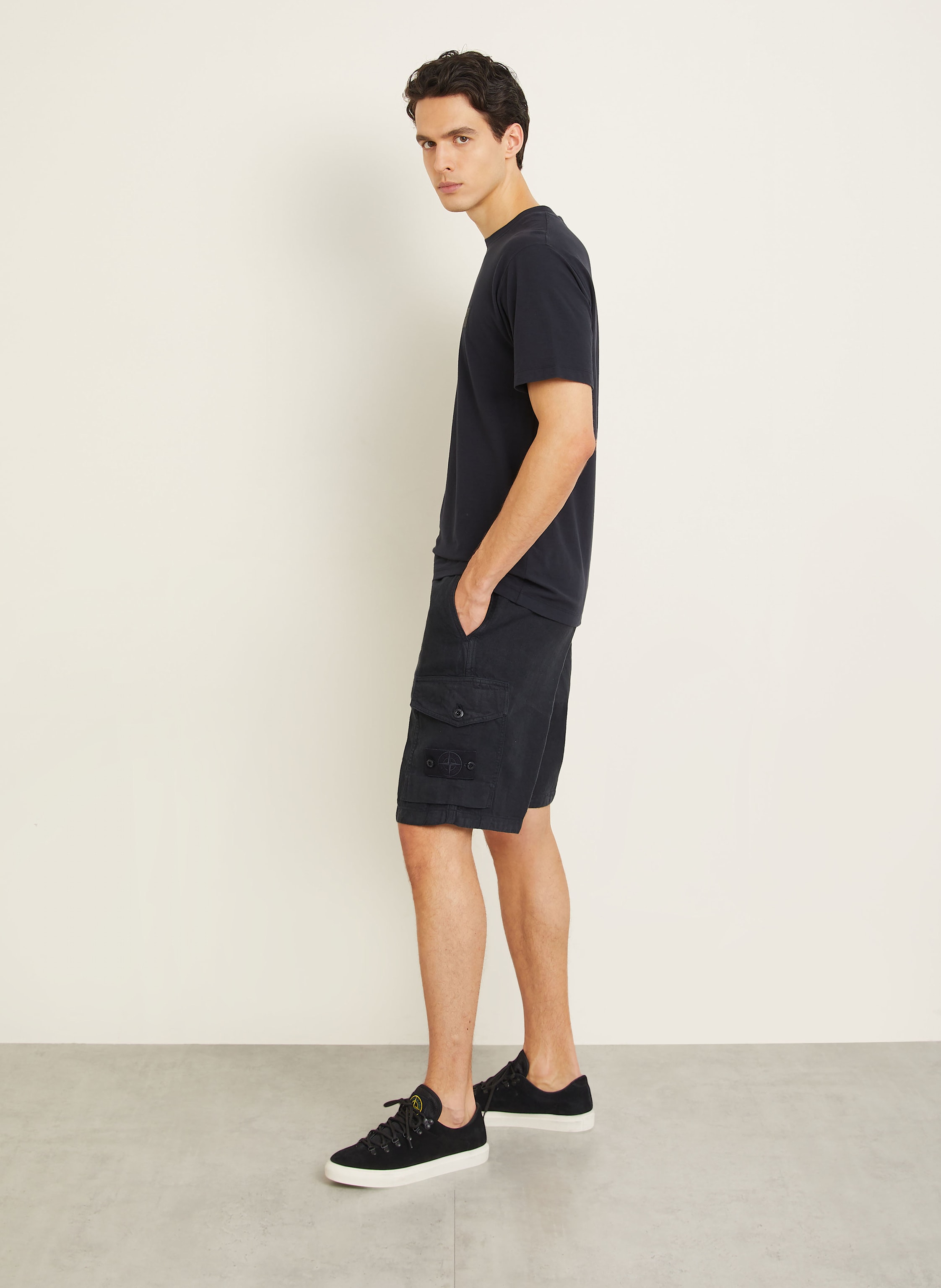 Thumbnail - Stone Island Leinenshorts Ghost blau