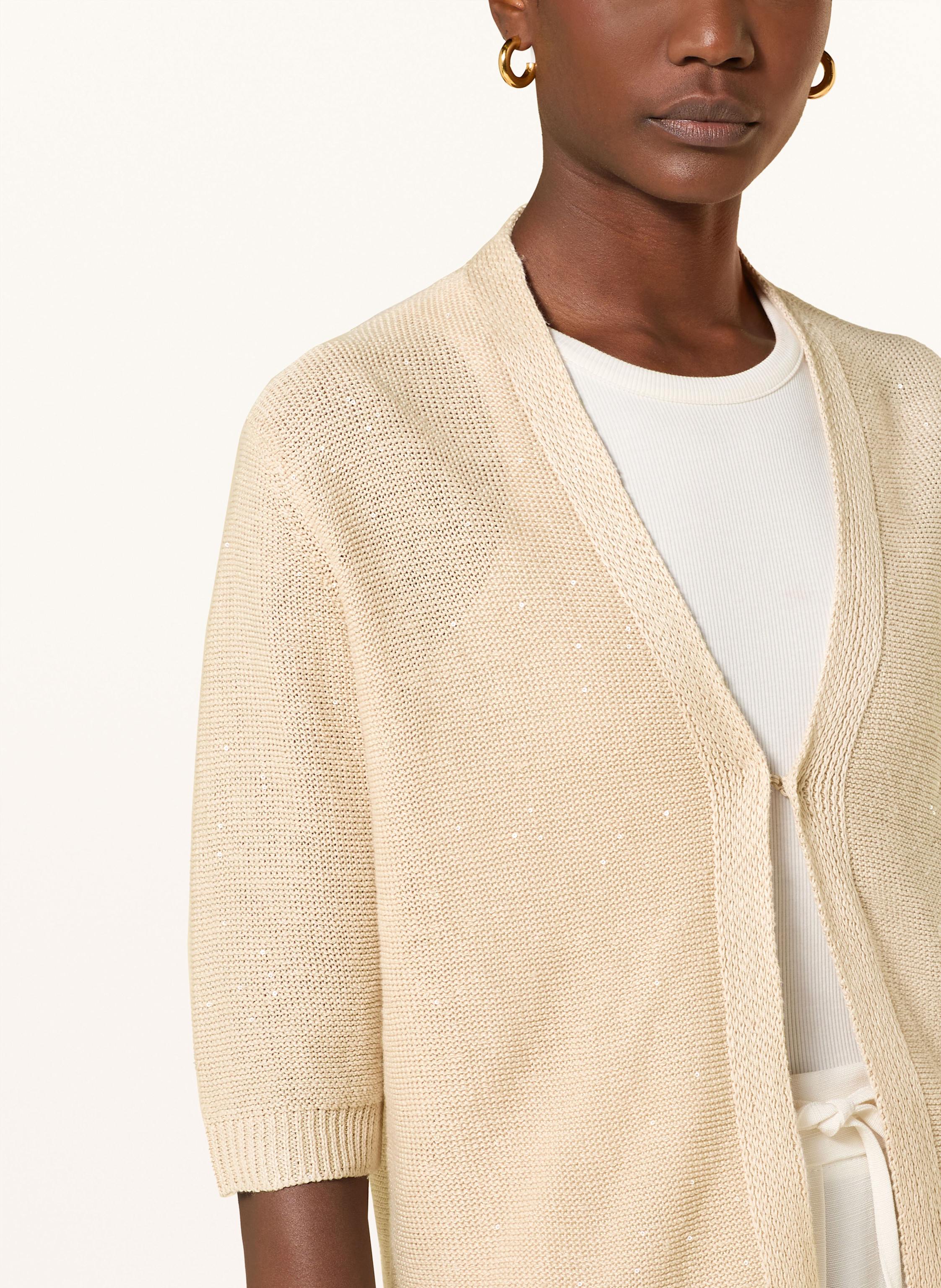 Thumbnail - Hemisphere Strickjacke Aus Leinen Mit 3/4-Arm Und Pailletten beige