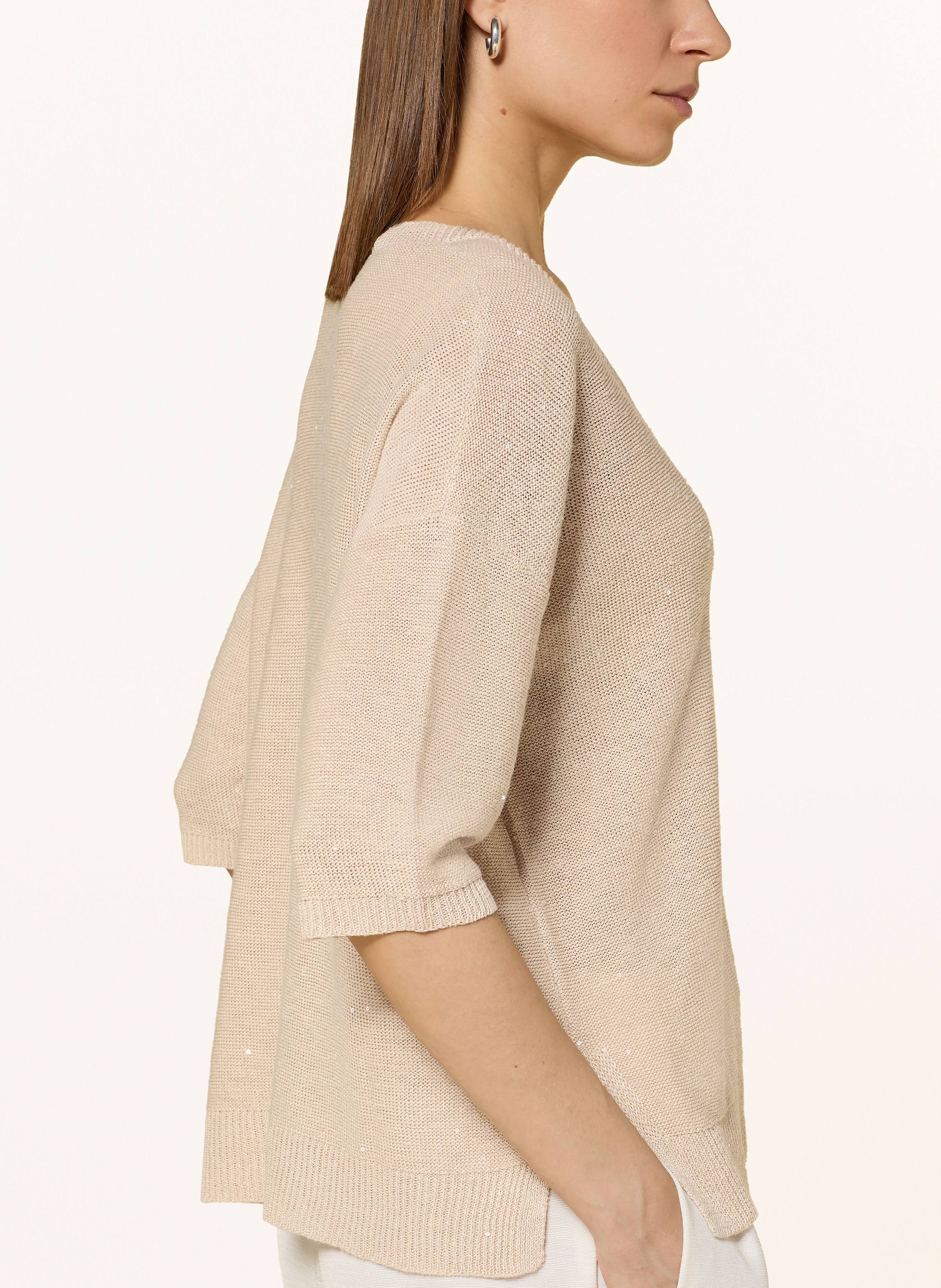 Thumbnail - Hemisphere Leinenpullover Mit Pailletten beige