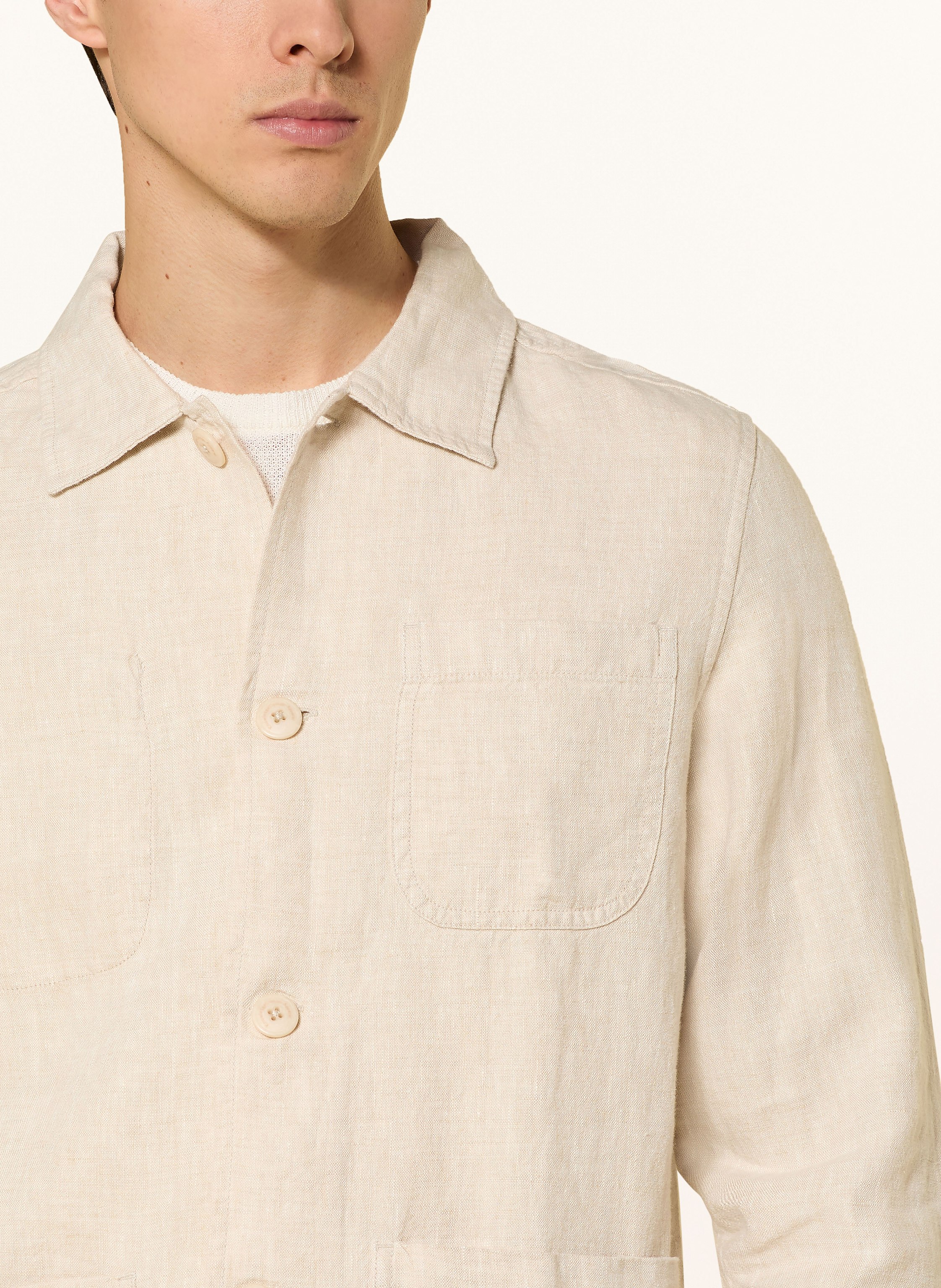 Thumbnail - Knowledgecotton Apparel Leinen-Overshirt beige