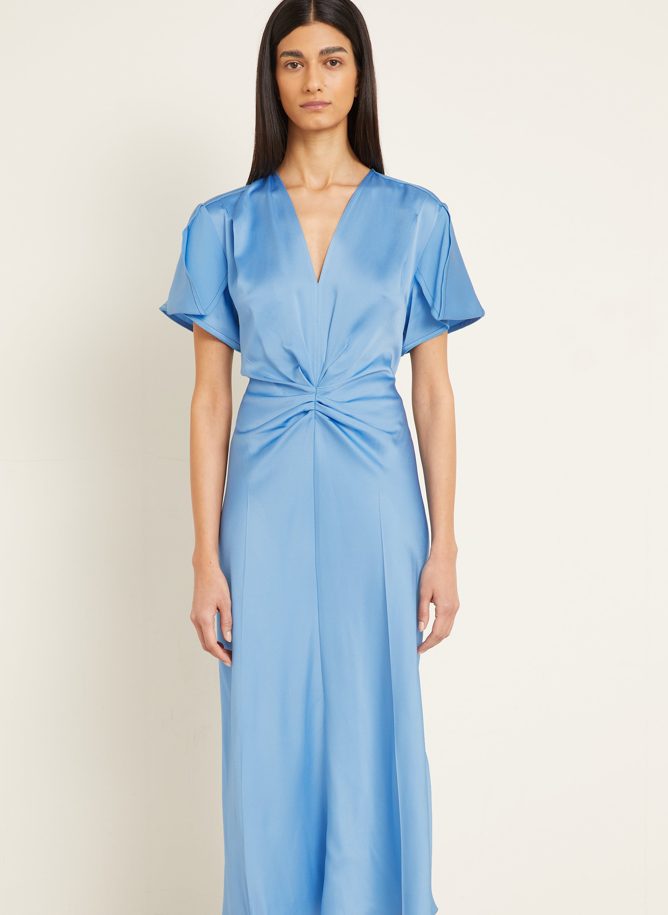Thumbnail - Victoria Beckham Satinkleid blau