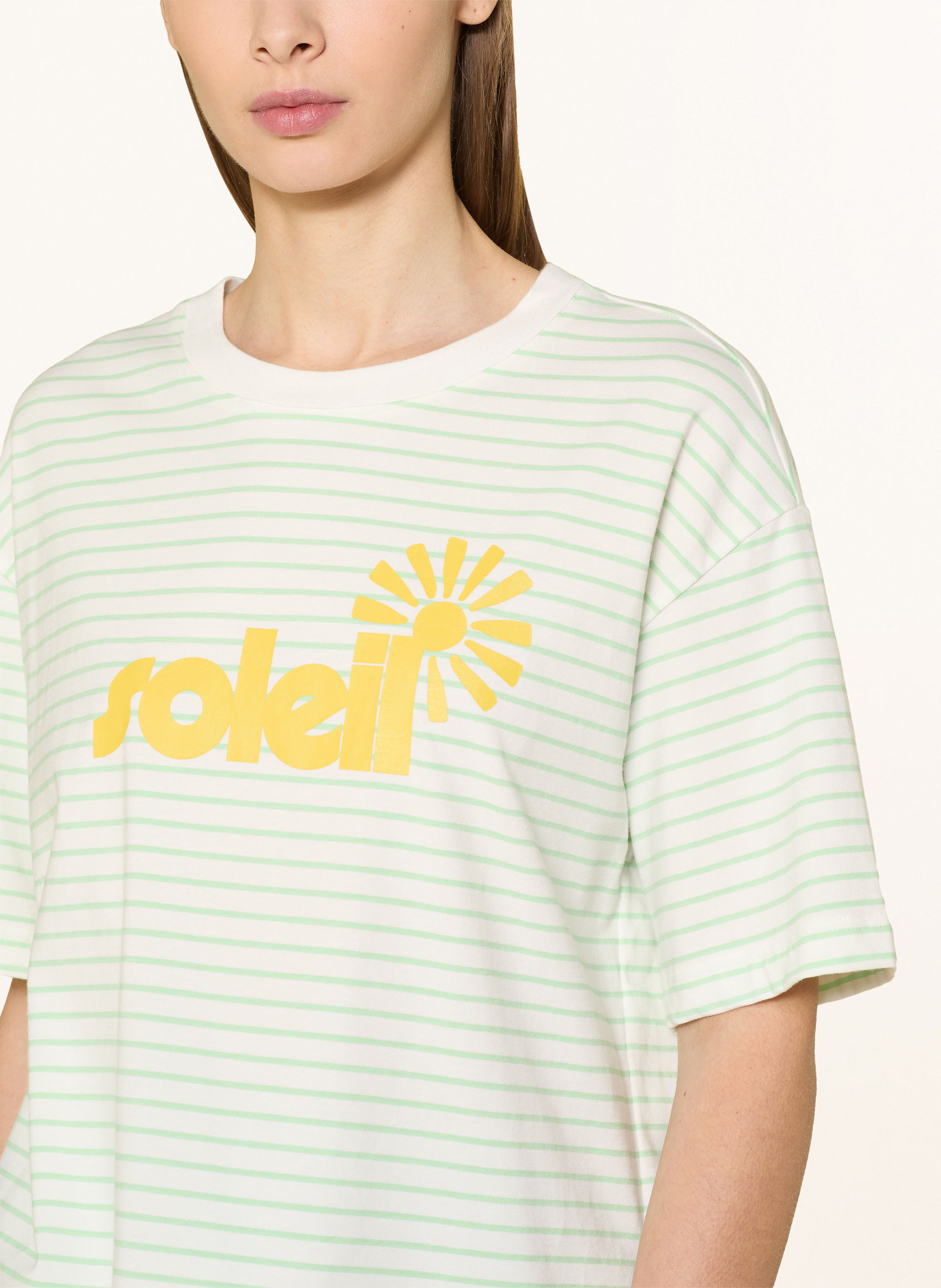 Thumbnail - Mey Schlafshirt Serie Striped Holidays beige