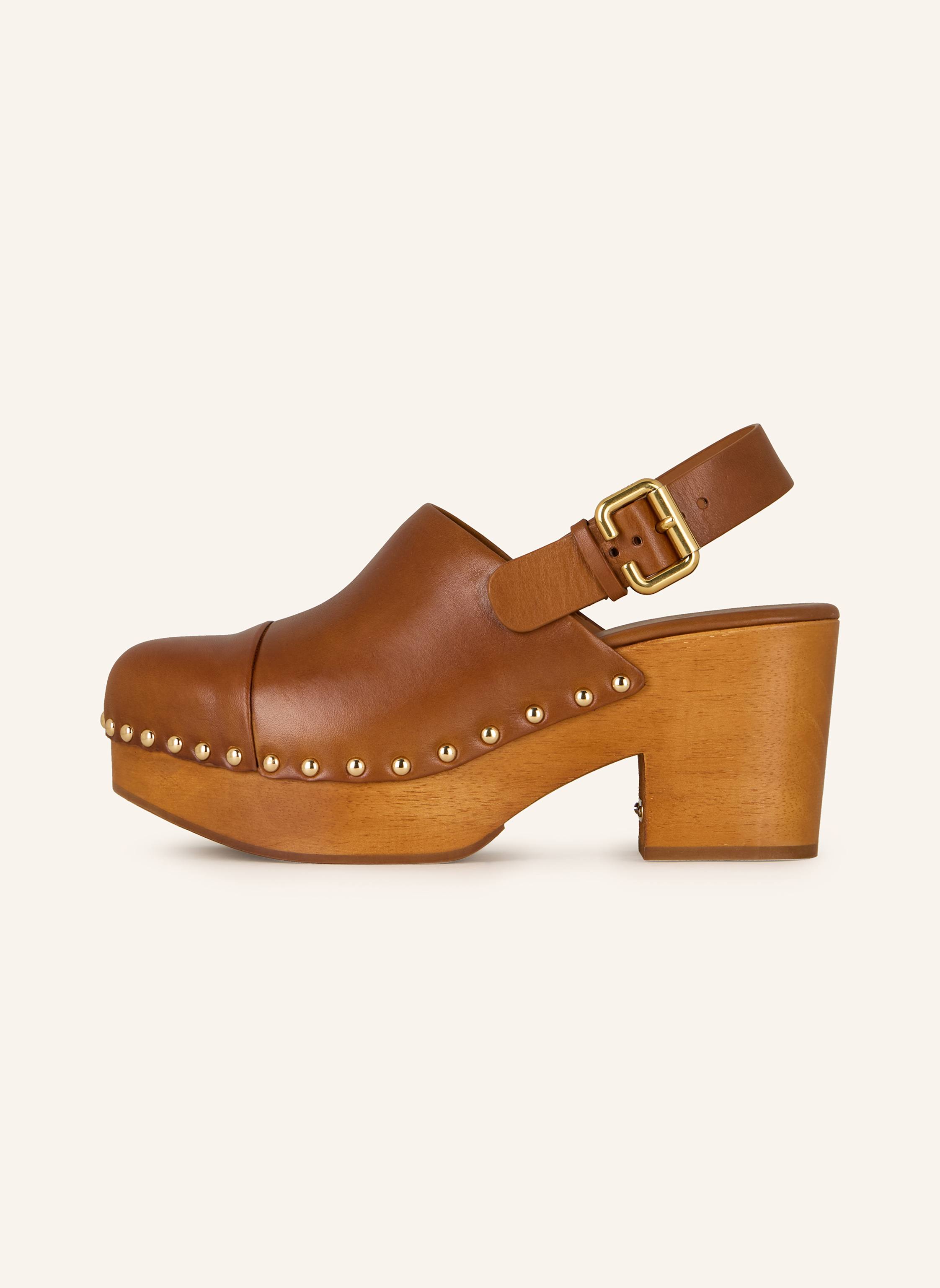 Thumbnail - Chloé Clogs Jeannette Mit Nieten braun