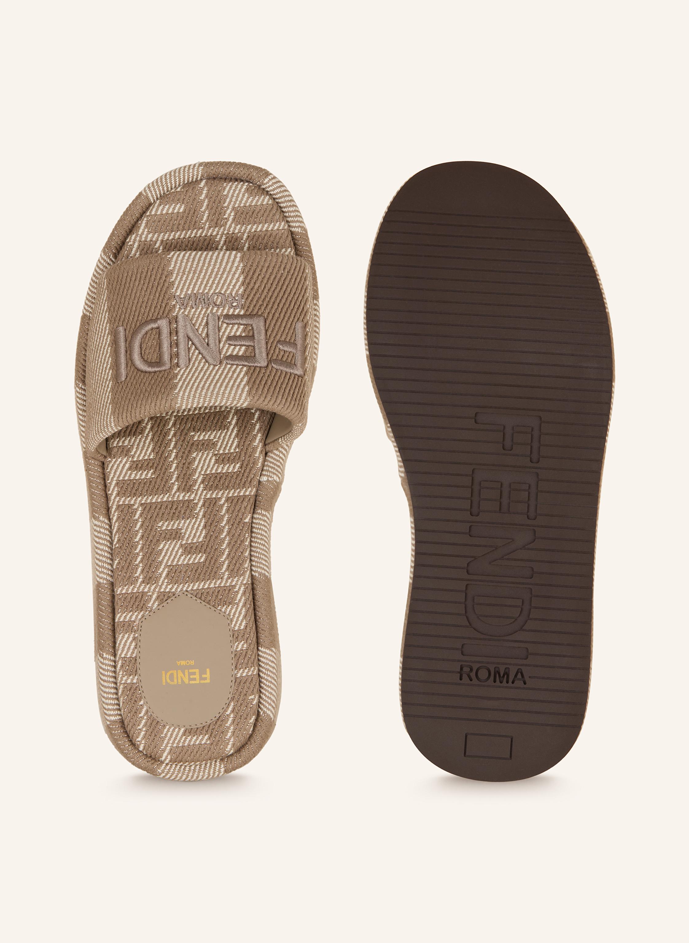 Thumbnail - Fendi Plateau-Pantoletten beige