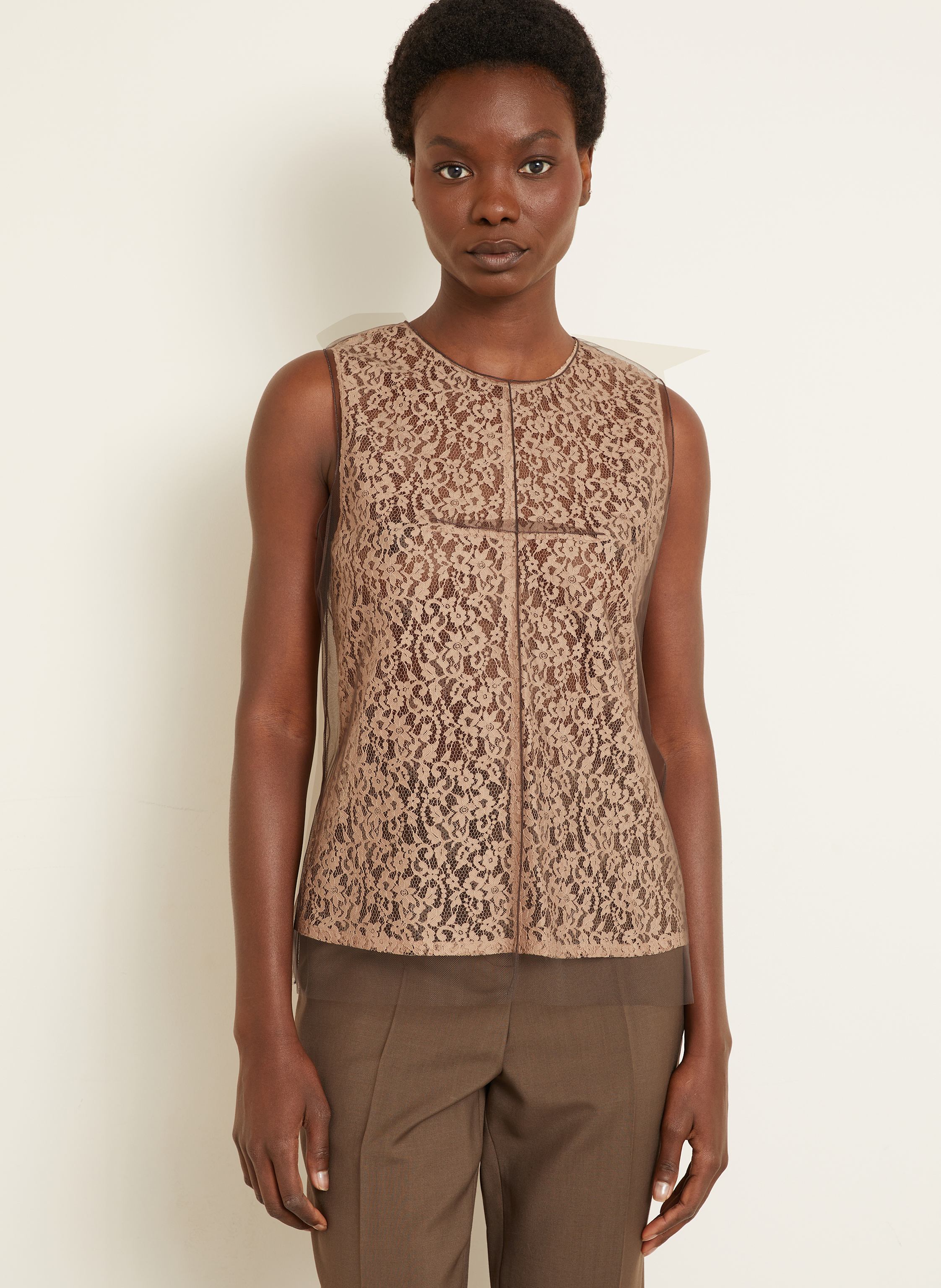 Thumbnail - Fendi Blusentop Im Materialmix braun