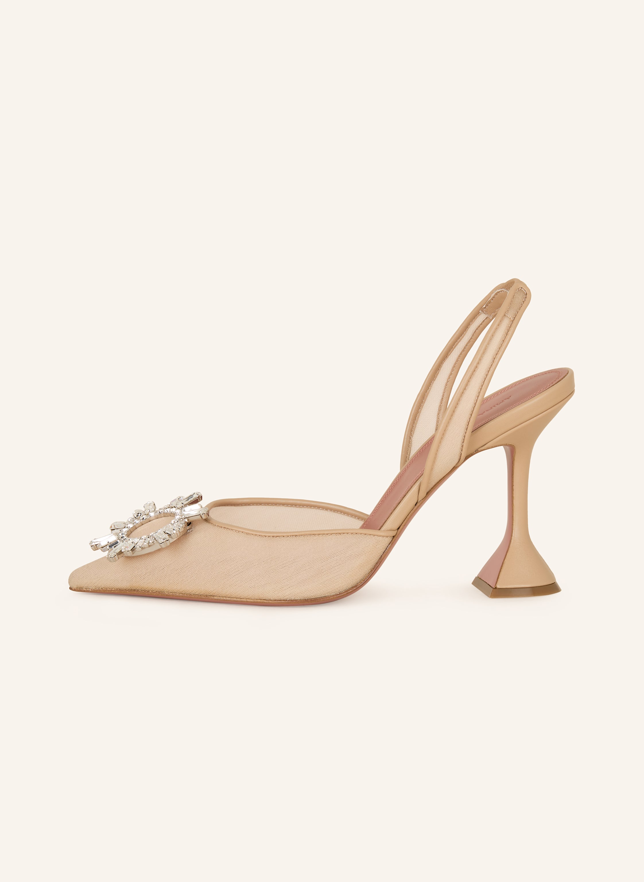 Thumbnail - Amina Muaddi Slingpumps Begum Mit Schmucksteinen beige