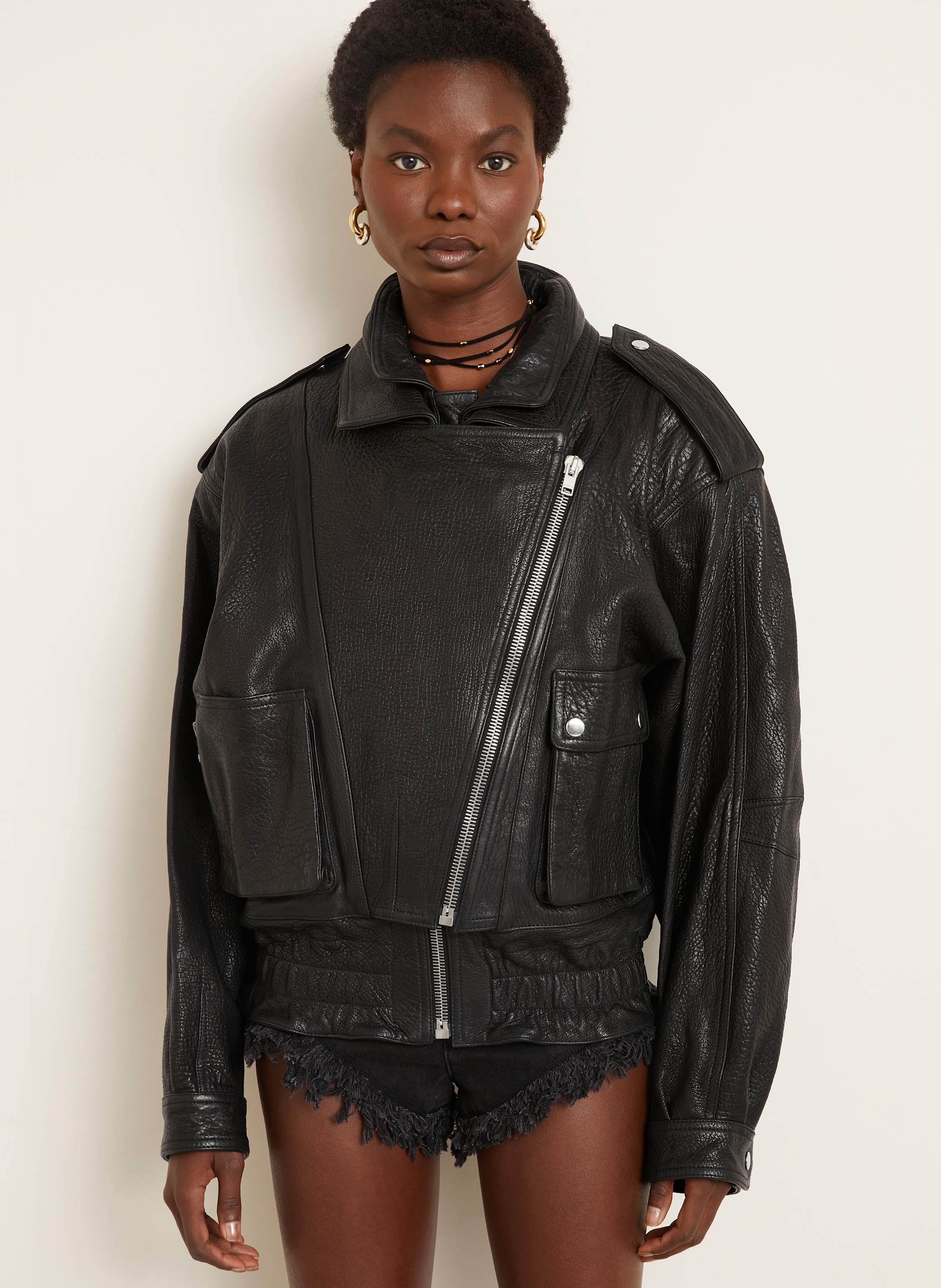 Thumbnail - Isabel Marant Lederjacke Aneli schwarz