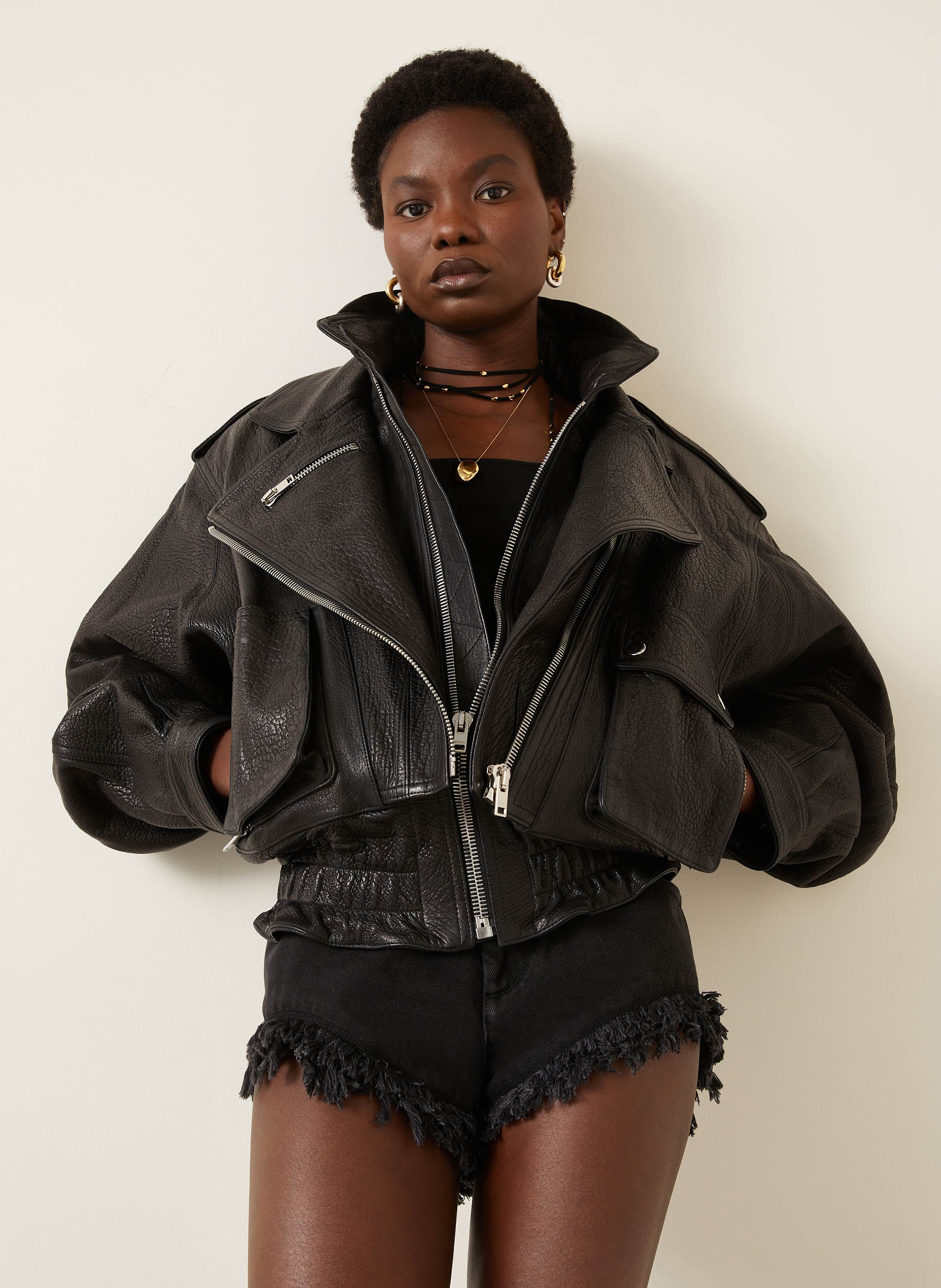 Thumbnail - Isabel Marant Lederjacke Aneli schwarz