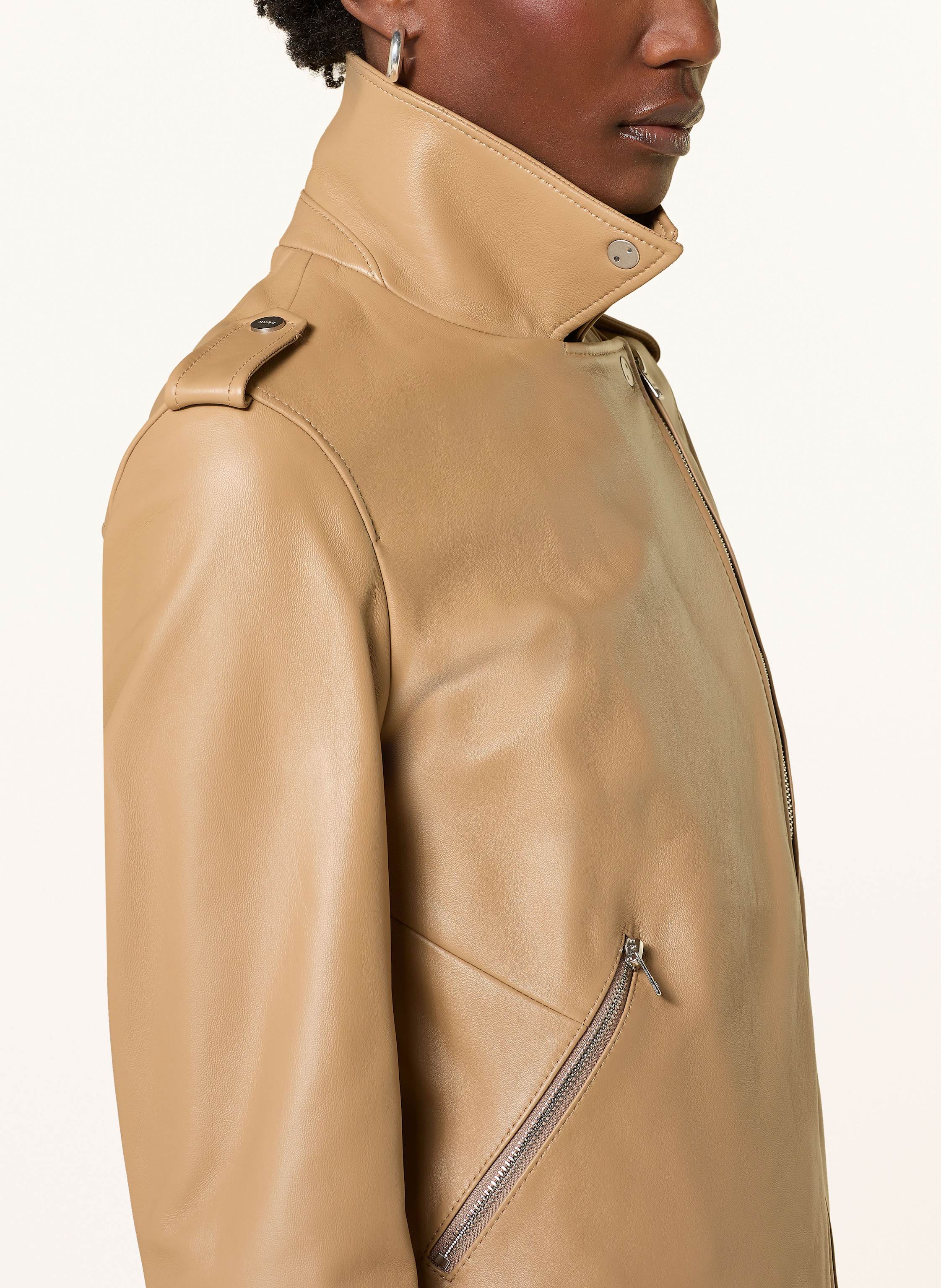 Thumbnail - Hugo Lederjacke Lujana beige