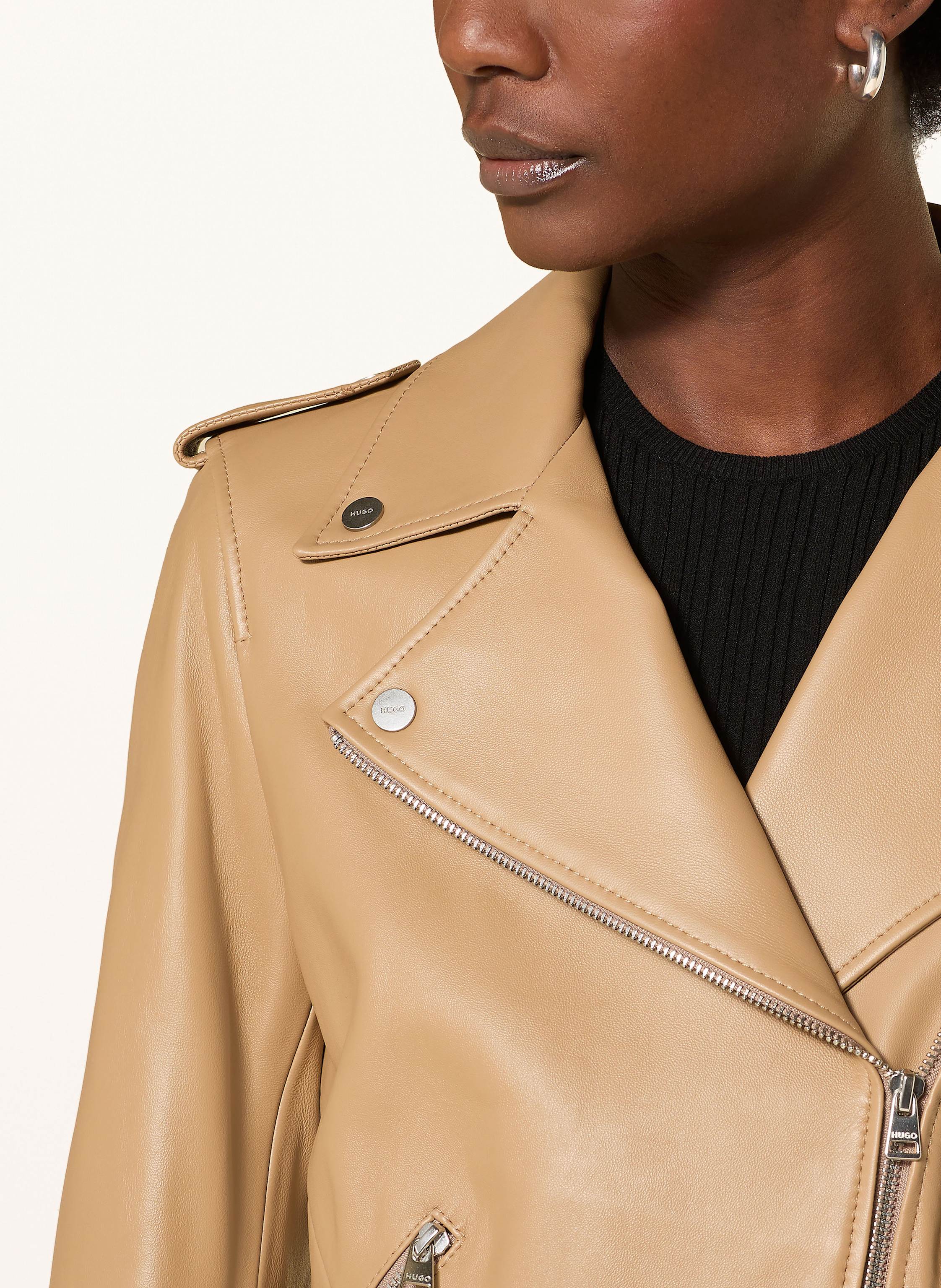 Thumbnail - Hugo Lederjacke Lujana beige