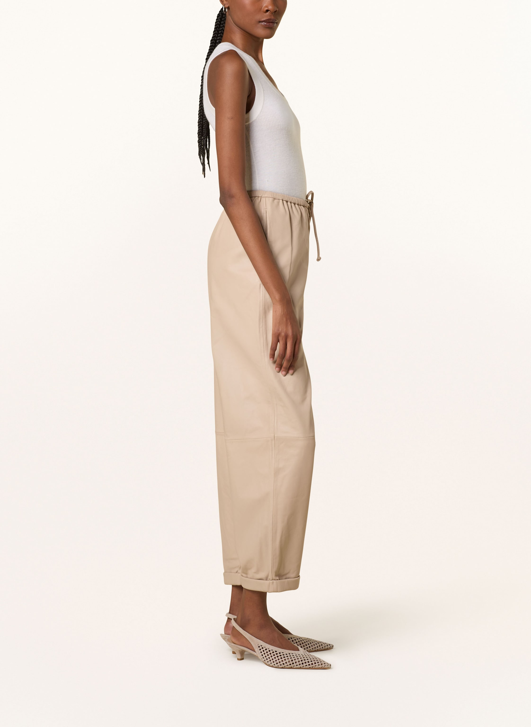 Thumbnail - By Malene Birger Lederhose Joanni Im Jogging-Stil beige