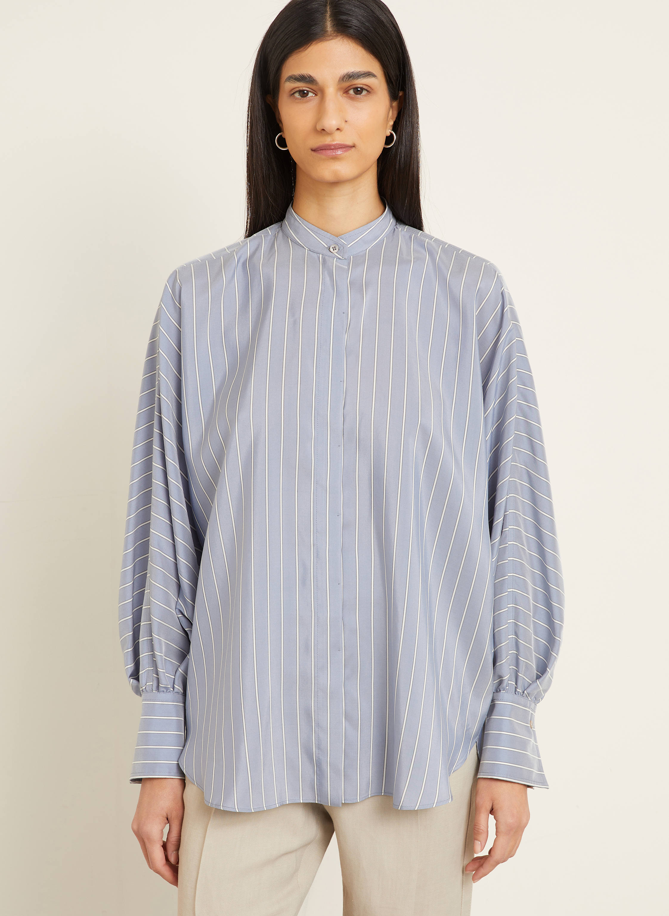 Thumbnail - Brunello Cucinelli Hemdbluse Aus Seide blau