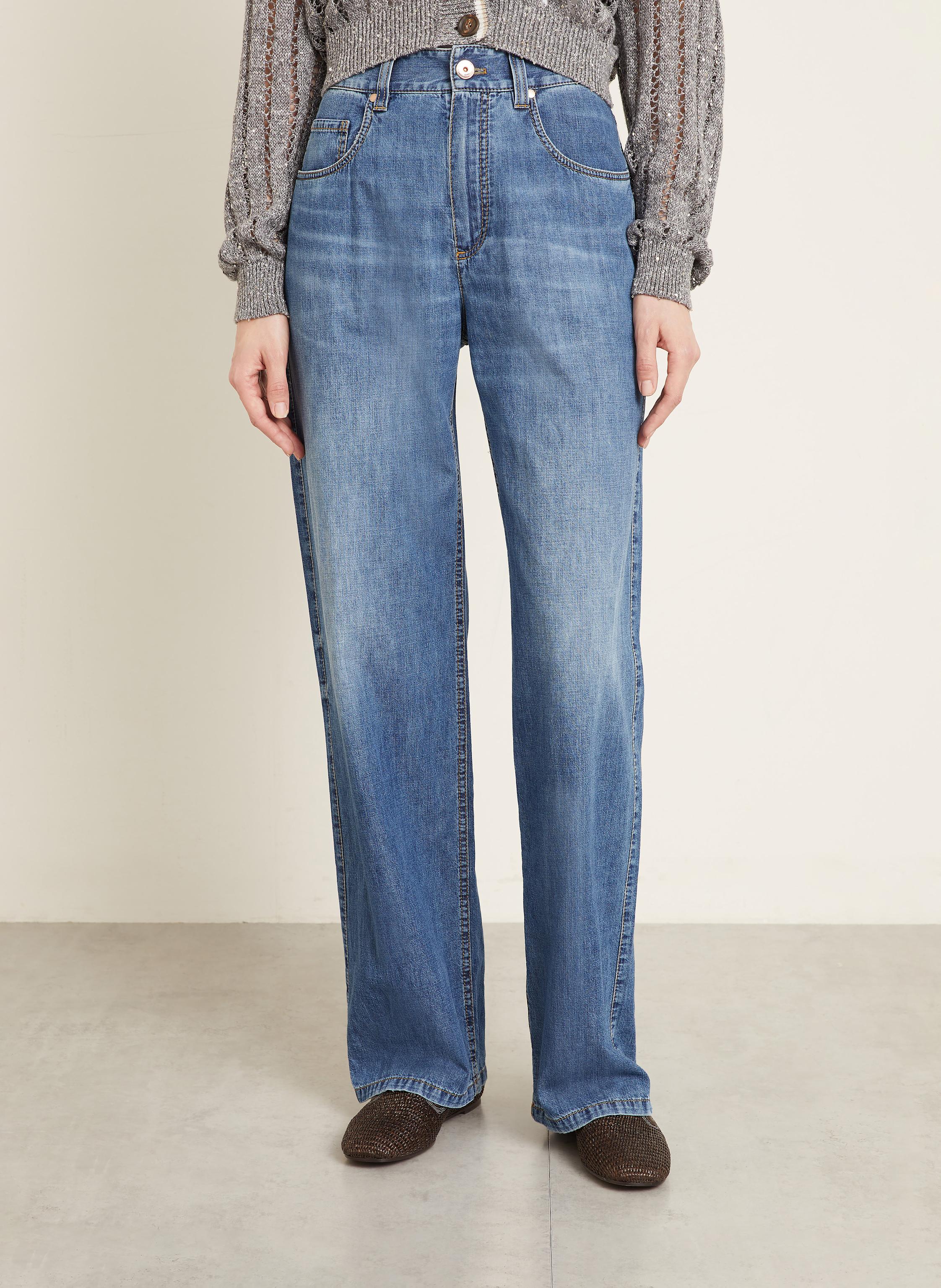Thumbnail - Brunello Cucinelli Wide Leg Jeans blau