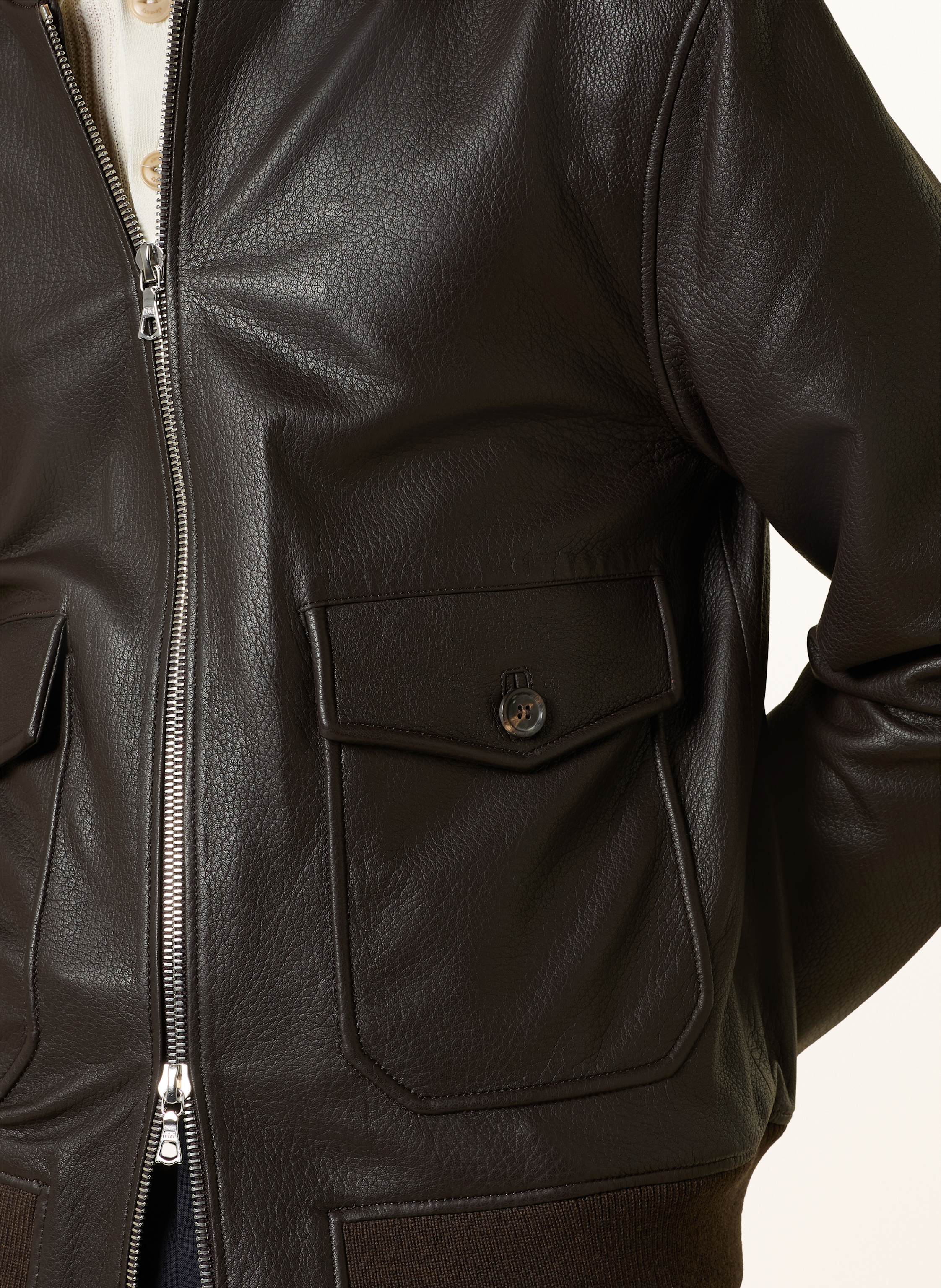 Thumbnail - Officine Générale Lederjacke Carlo braun