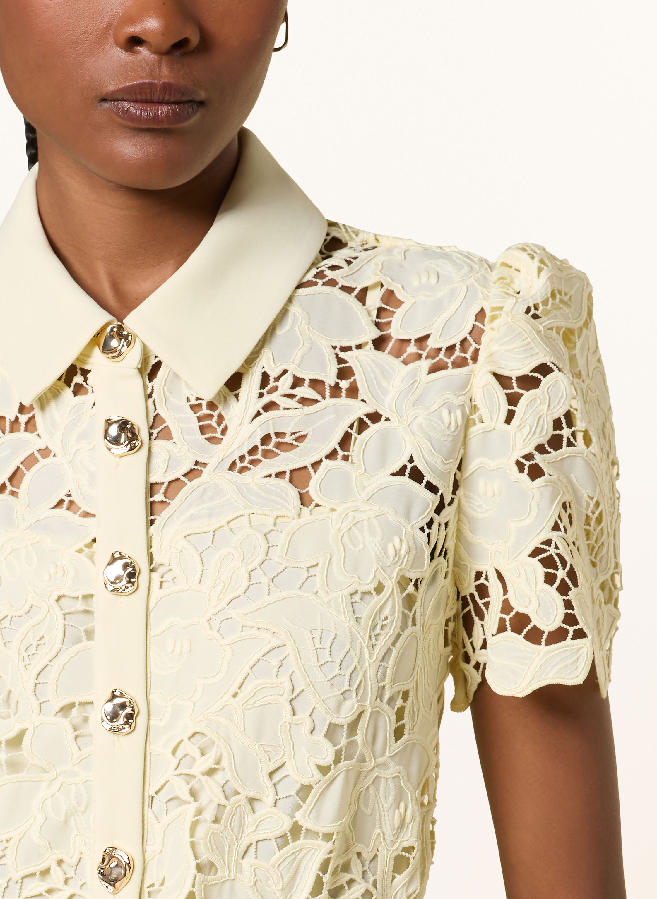 Thumbnail - Self-Portrait Kleid Aus Lochspitze gelb