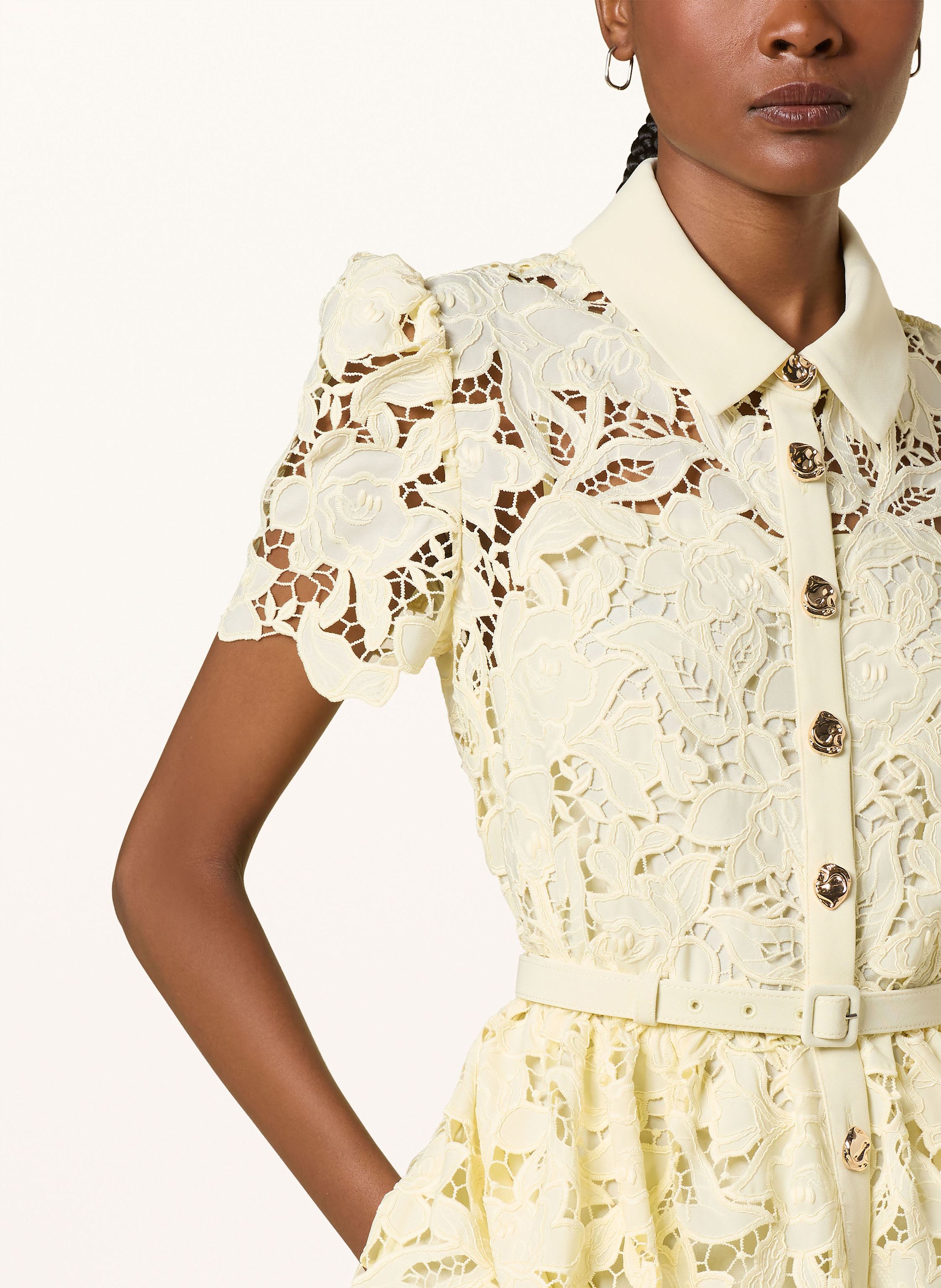 Thumbnail - Self-Portrait Kleid Aus Lochspitze gelb